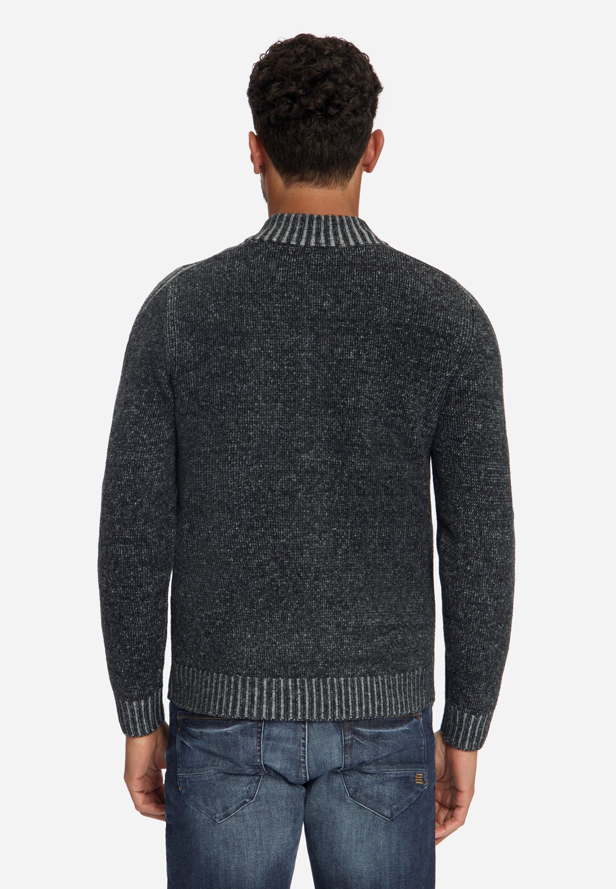 Two-Tone Knitted Cardigan | Black