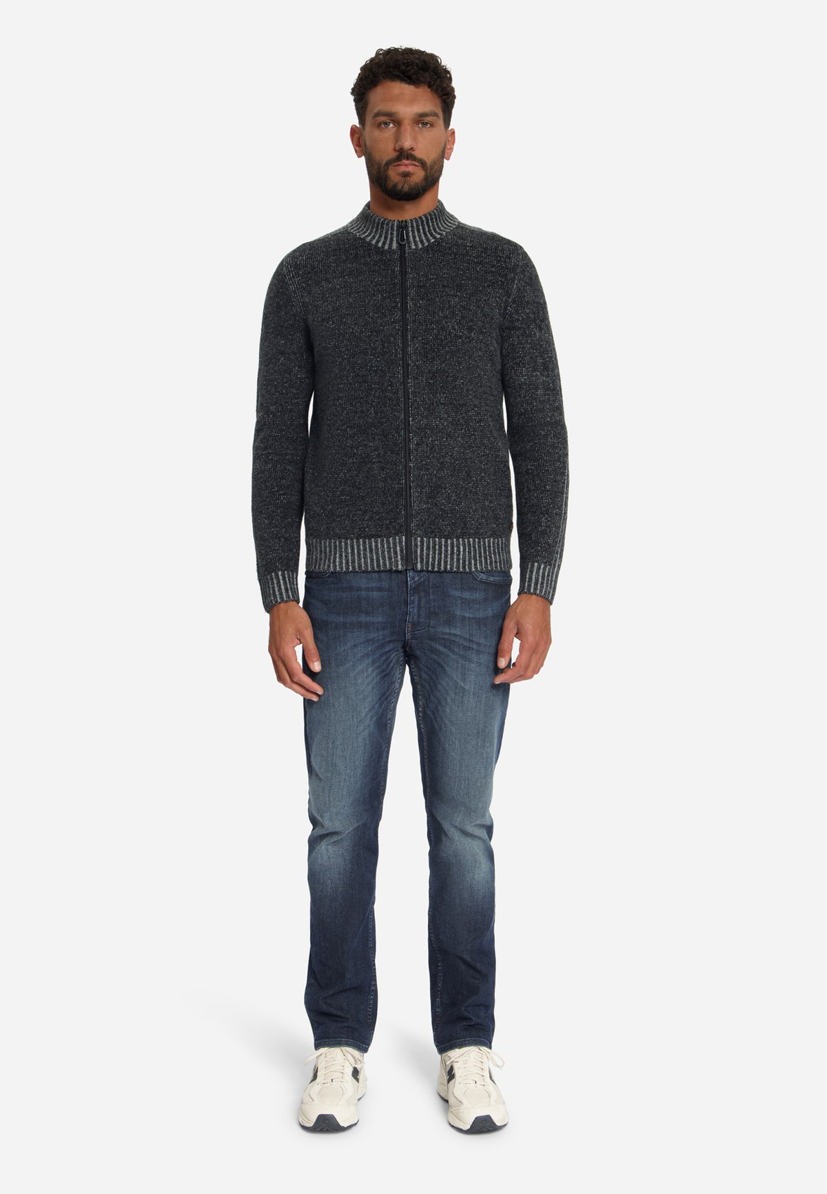 Two-Tone Knitted Cardigan | Black