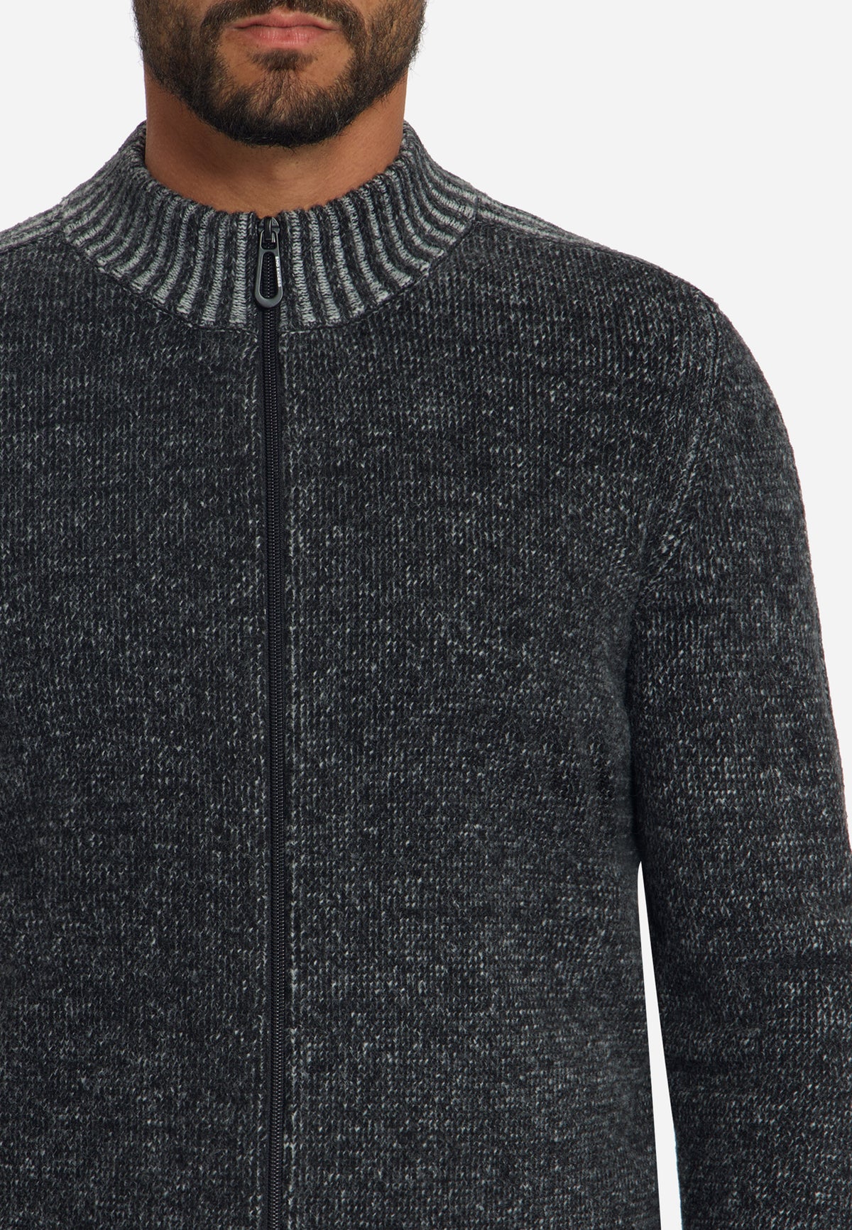 Two-Tone Knitted Cardigan | Black