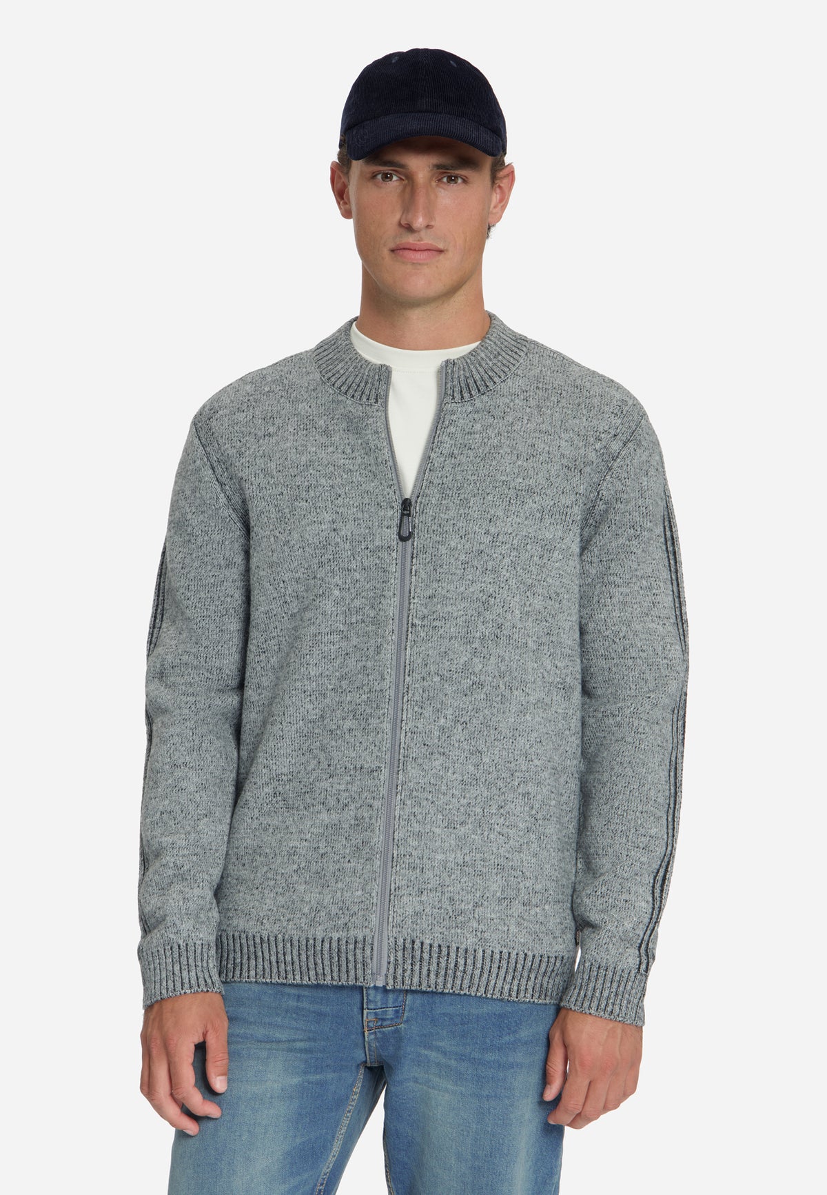 Tweekleurig gebreid vest | Grey Melange