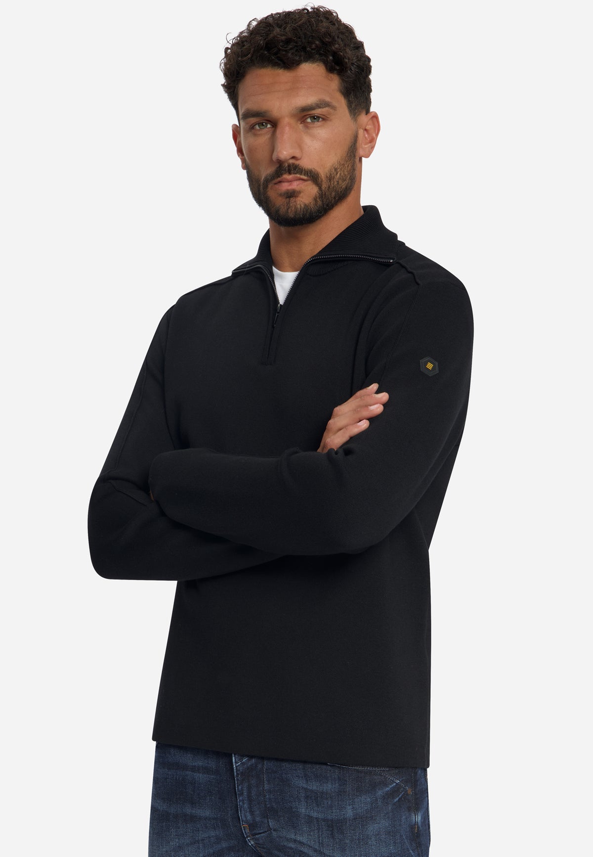 Half-zip trui met structuur | Black