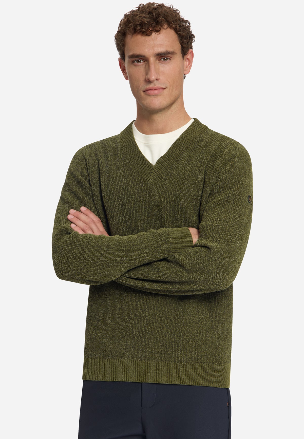Zachte trui met V-hals | Moss