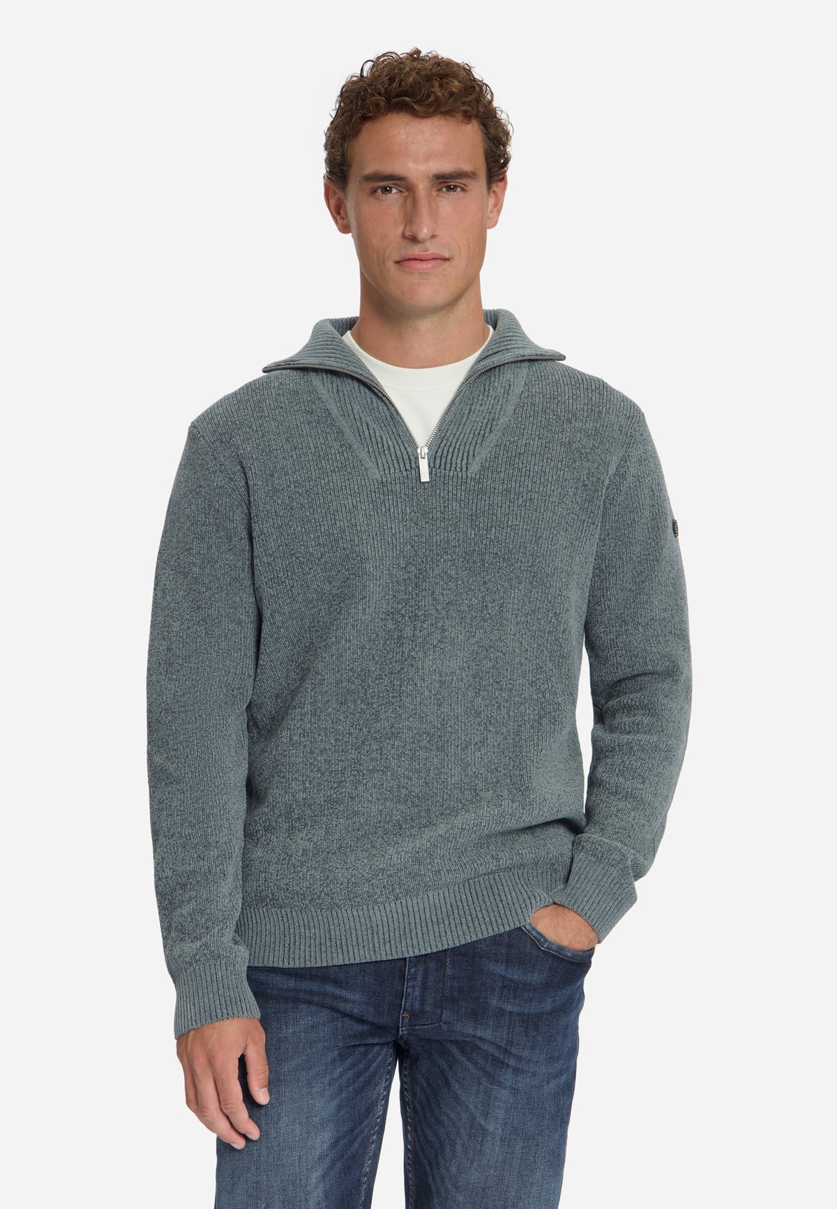 Zachte half-zip trui | Grey Melange