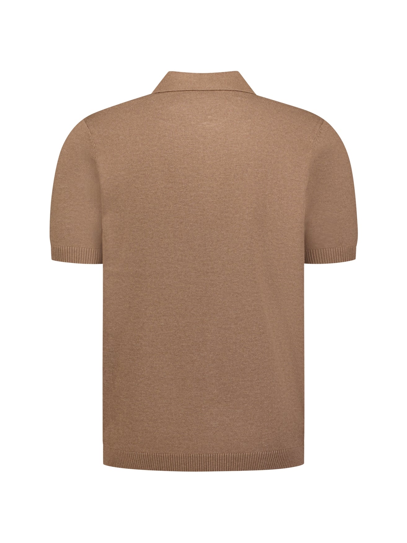 Fine Knit Zip Polo | Light Brown