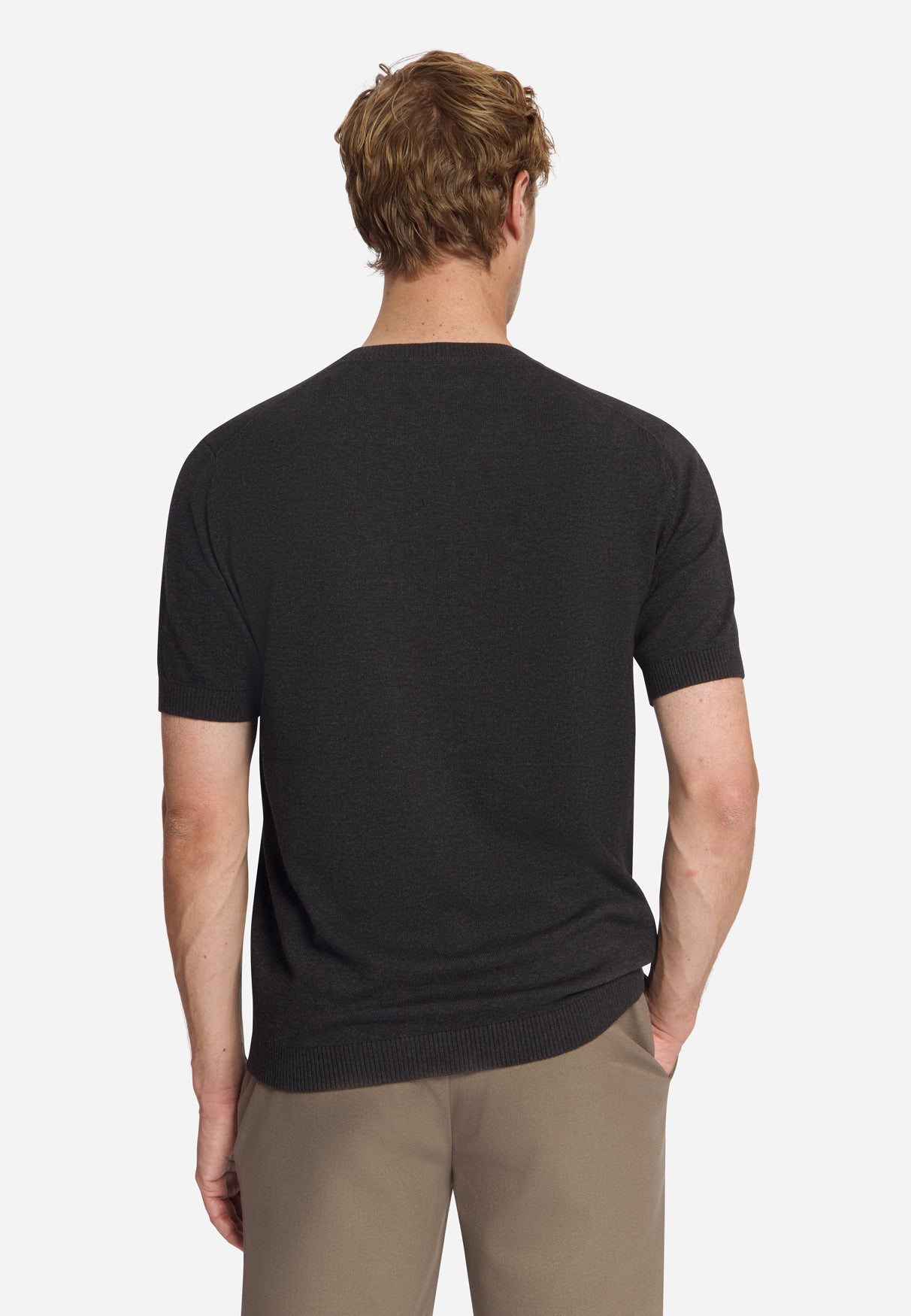 Melange Short Sleeve Jumper | Dark Brown