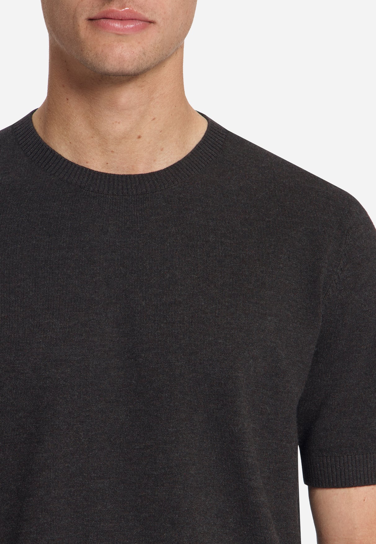 Melange Short Sleeve Jumper | Dark Brown