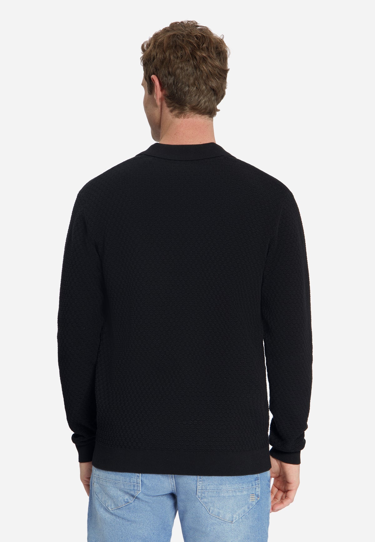 Pull polo en jacquard | Noir