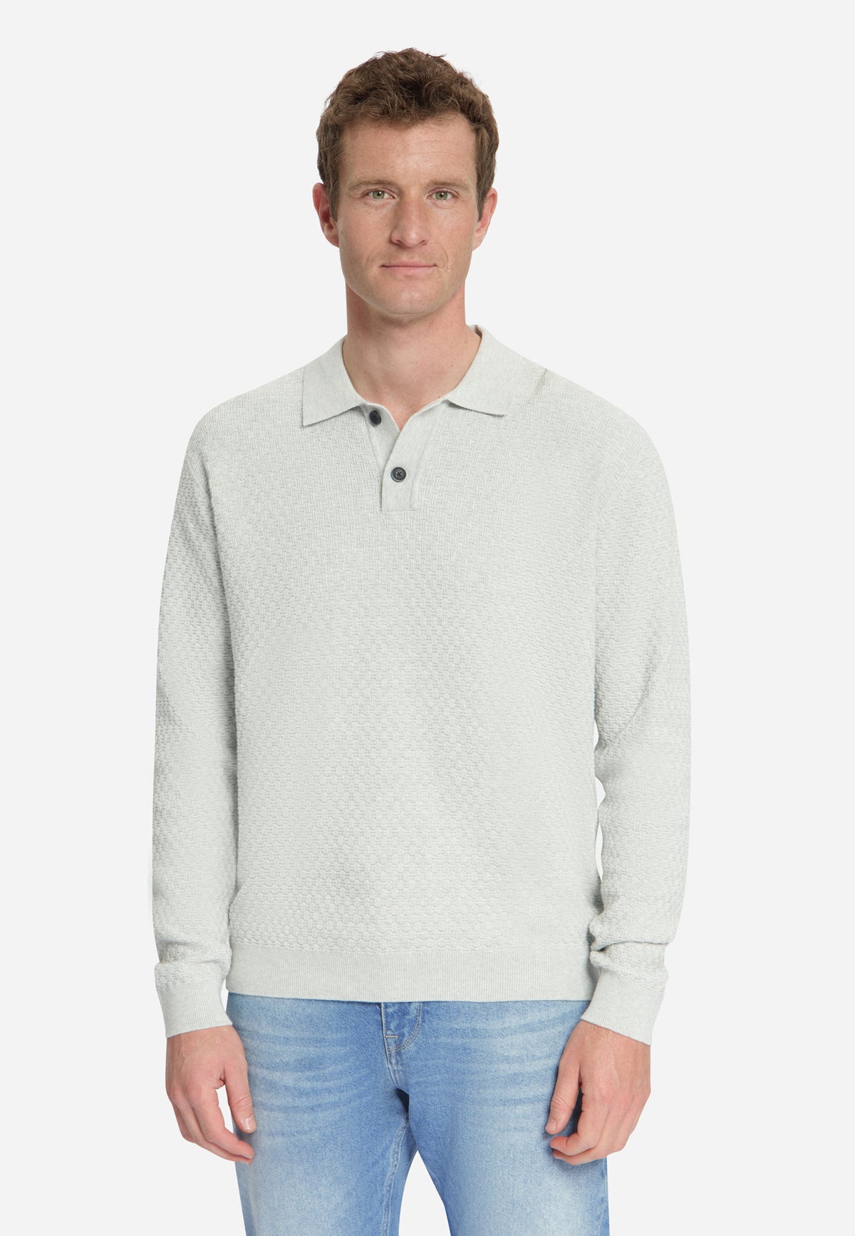Polo-pull Jacquard | Gris clair chiné