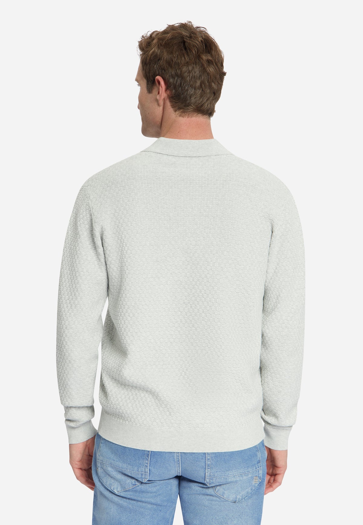 Polo-pull Jacquard | Gris clair chiné