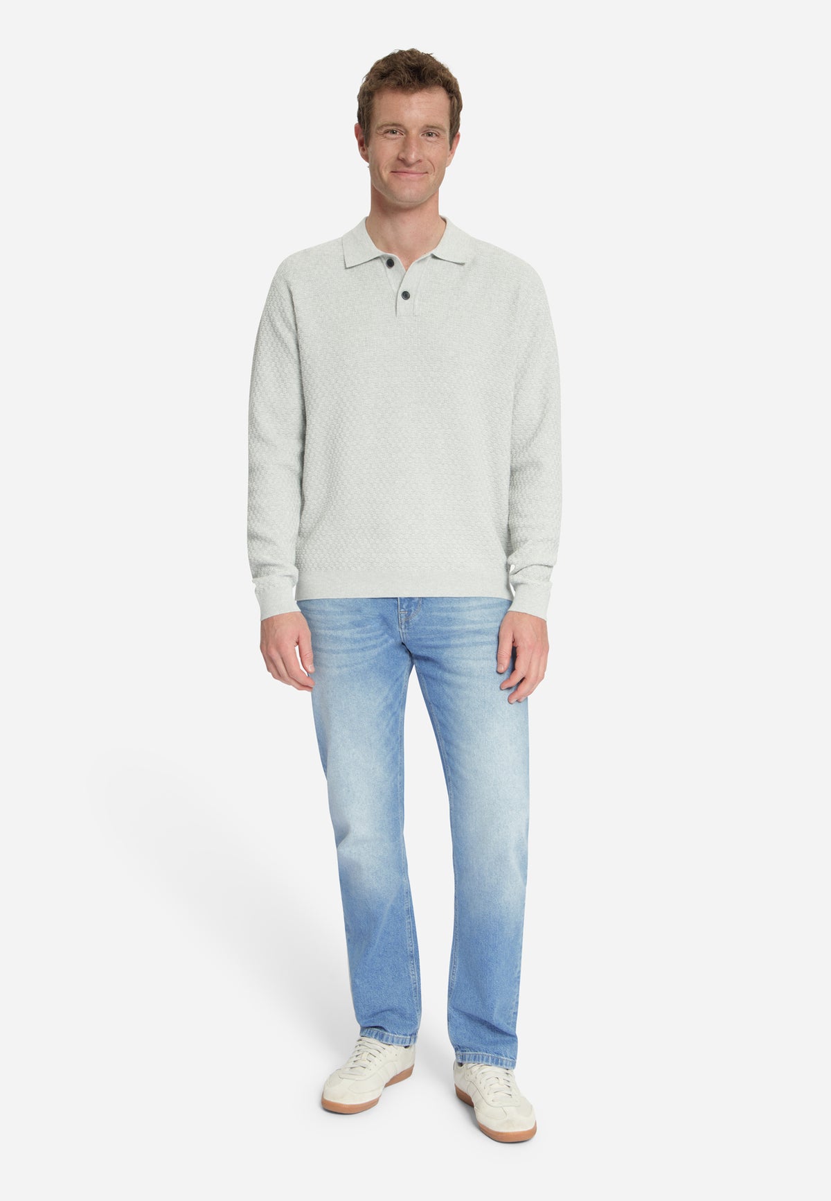 Polo-pull Jacquard | Gris clair chiné