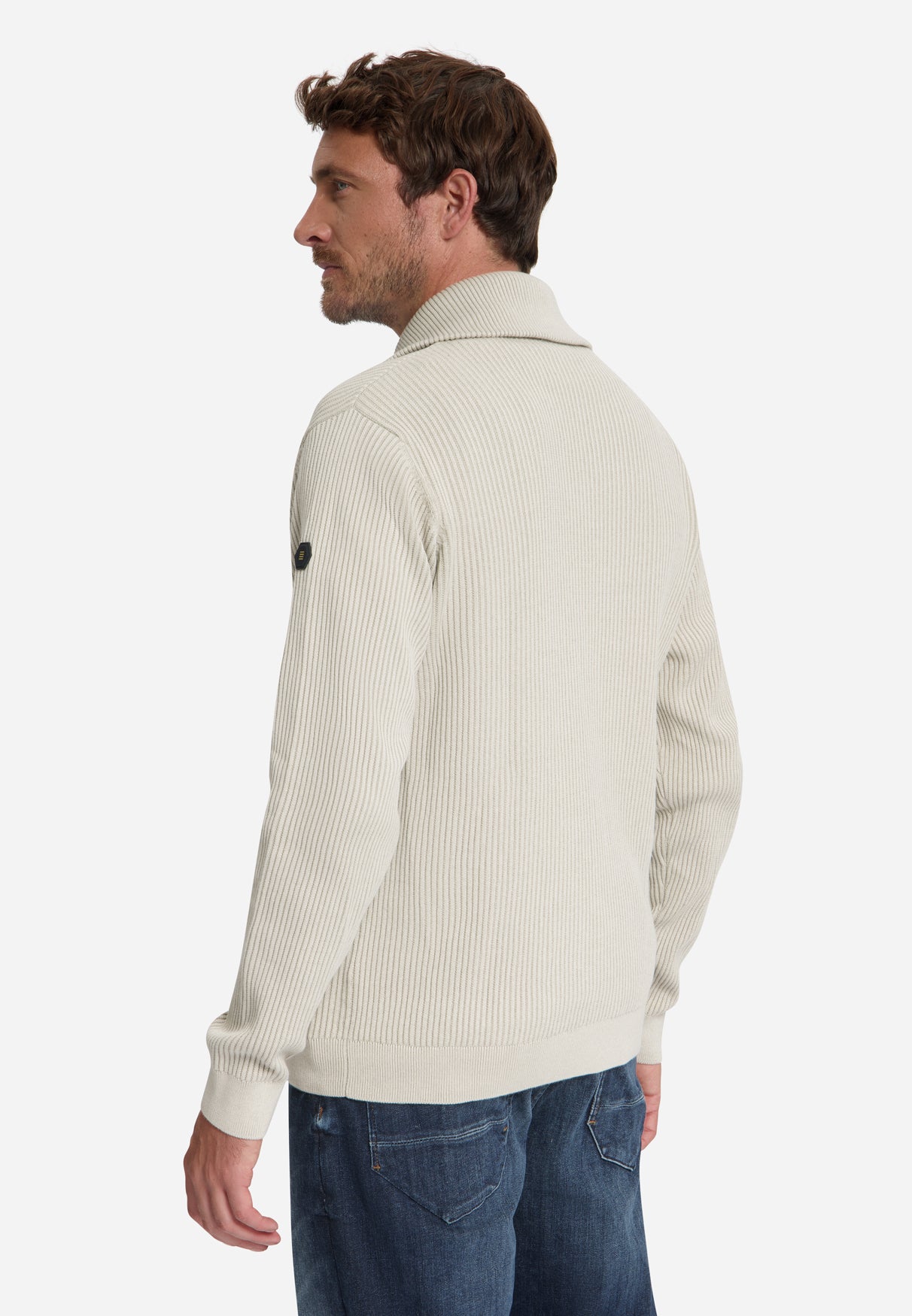 Geribde half-zip trui | Stone