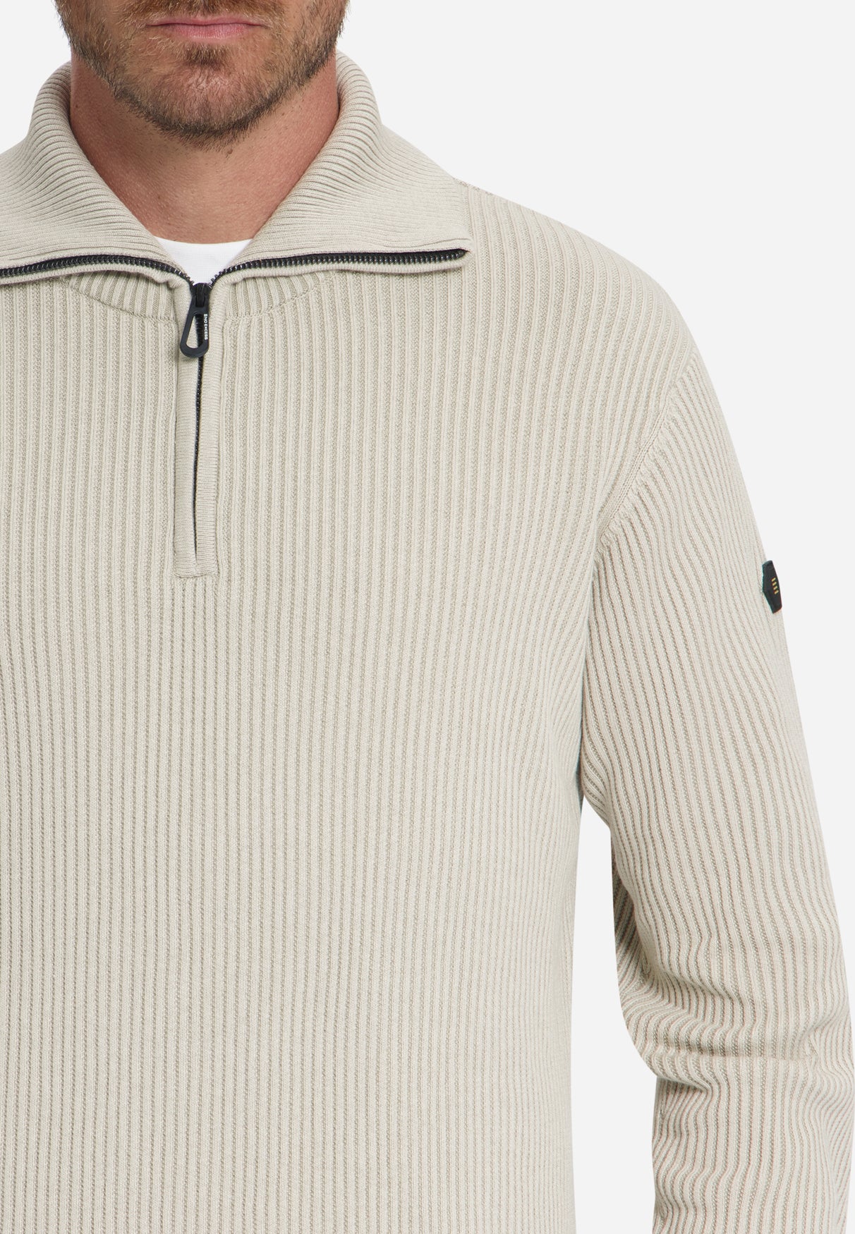 Pull côtelé à demi-zip | Stone