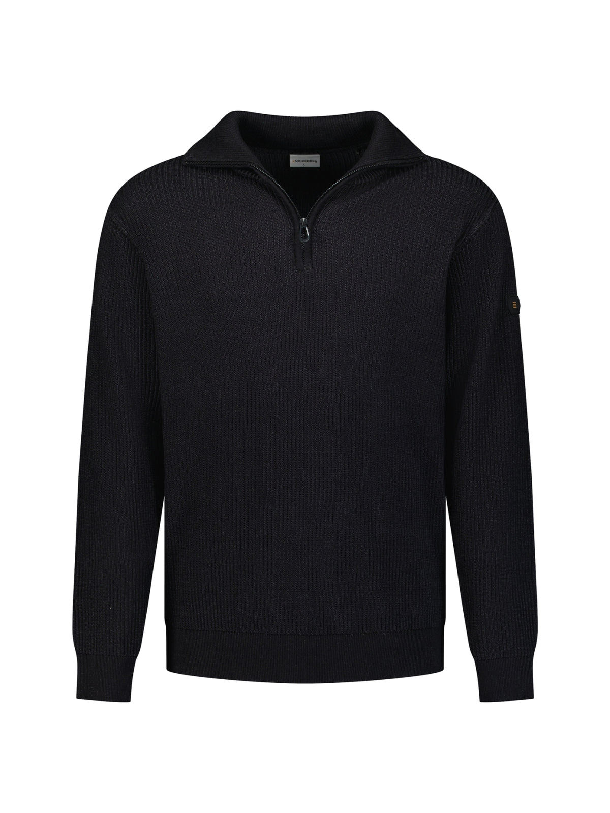 Geribde half-zip trui | Black
