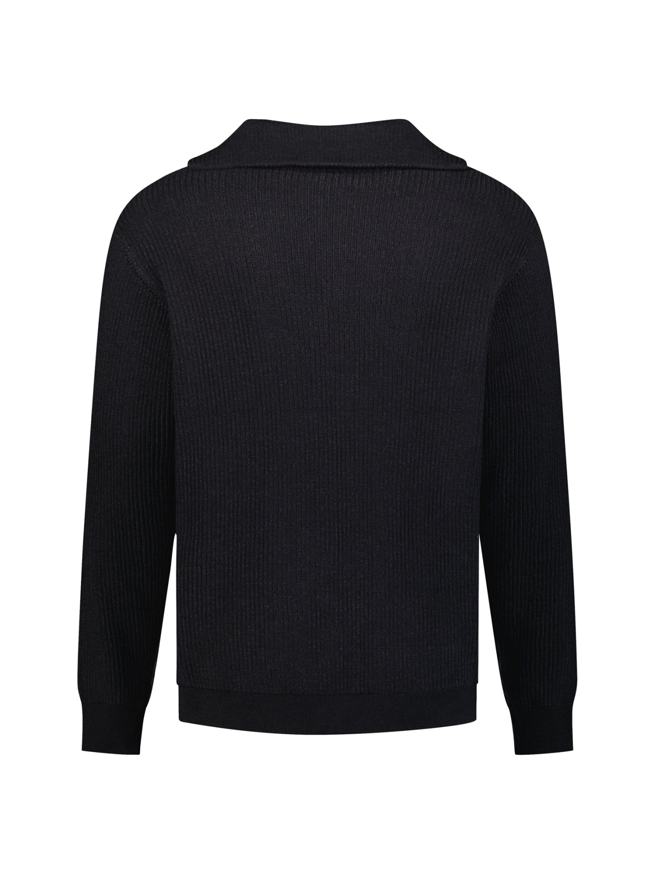 Geribde half-zip trui | Black