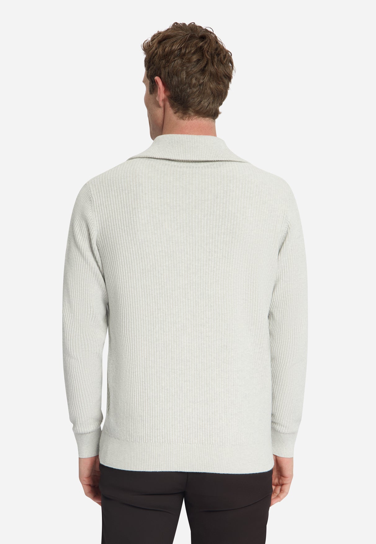 Geribde half-zip trui | Light Grey Melange