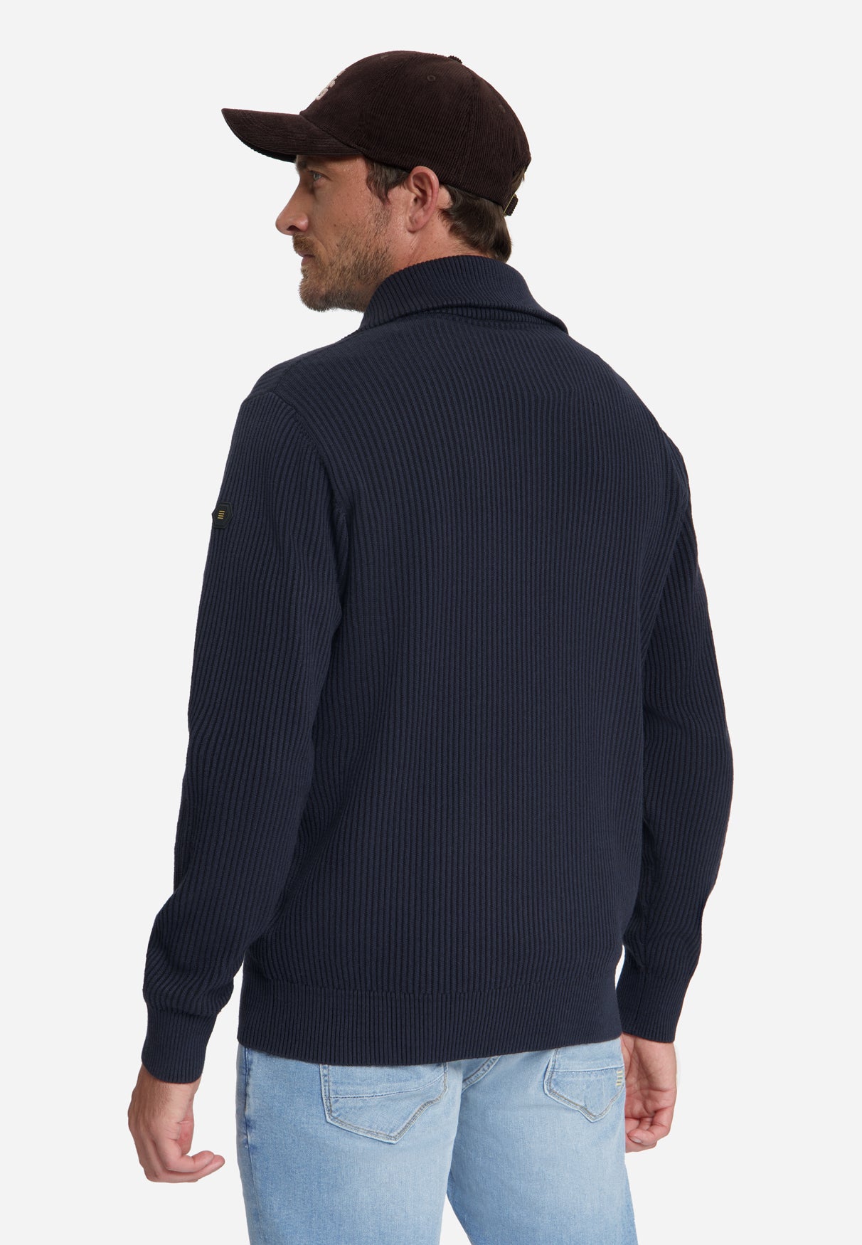 Geribde half-zip trui | Dark Night