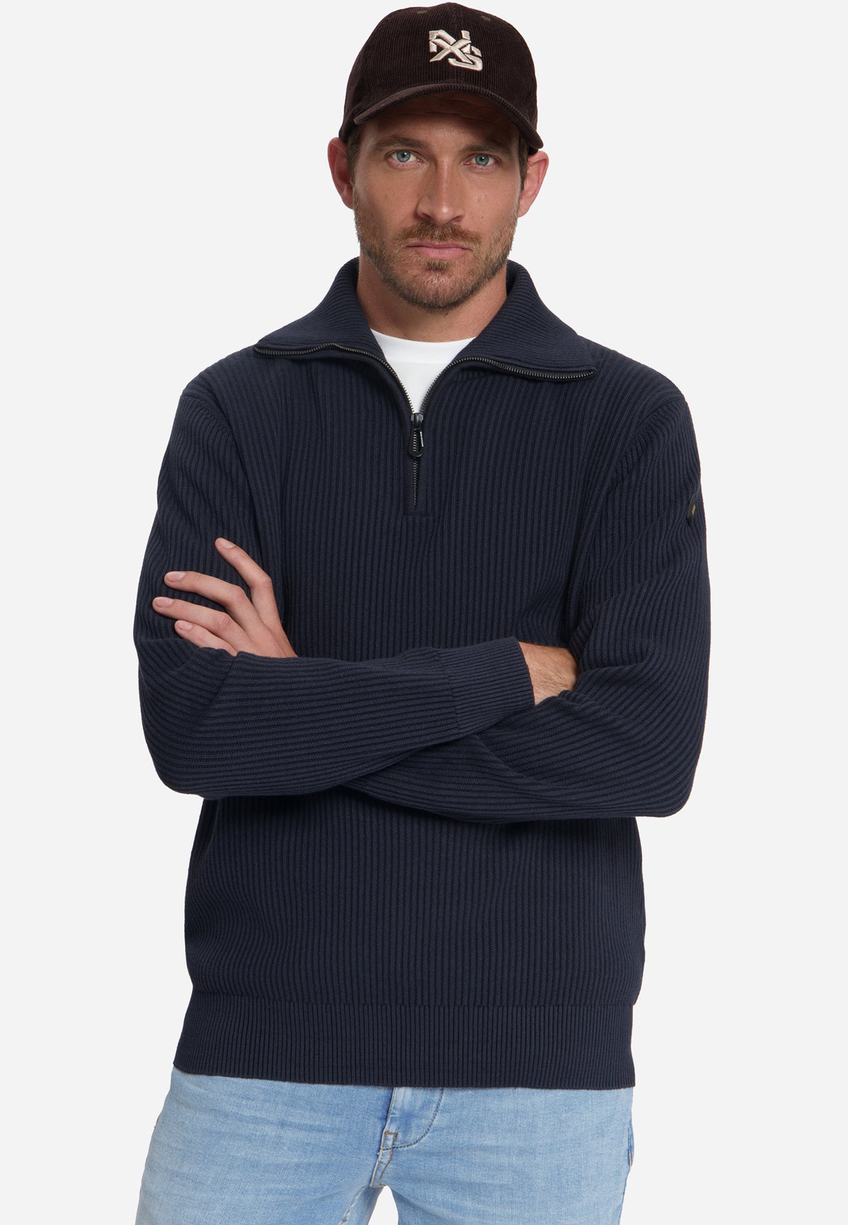 Ribbed Half Zip Jumper | Dark Night