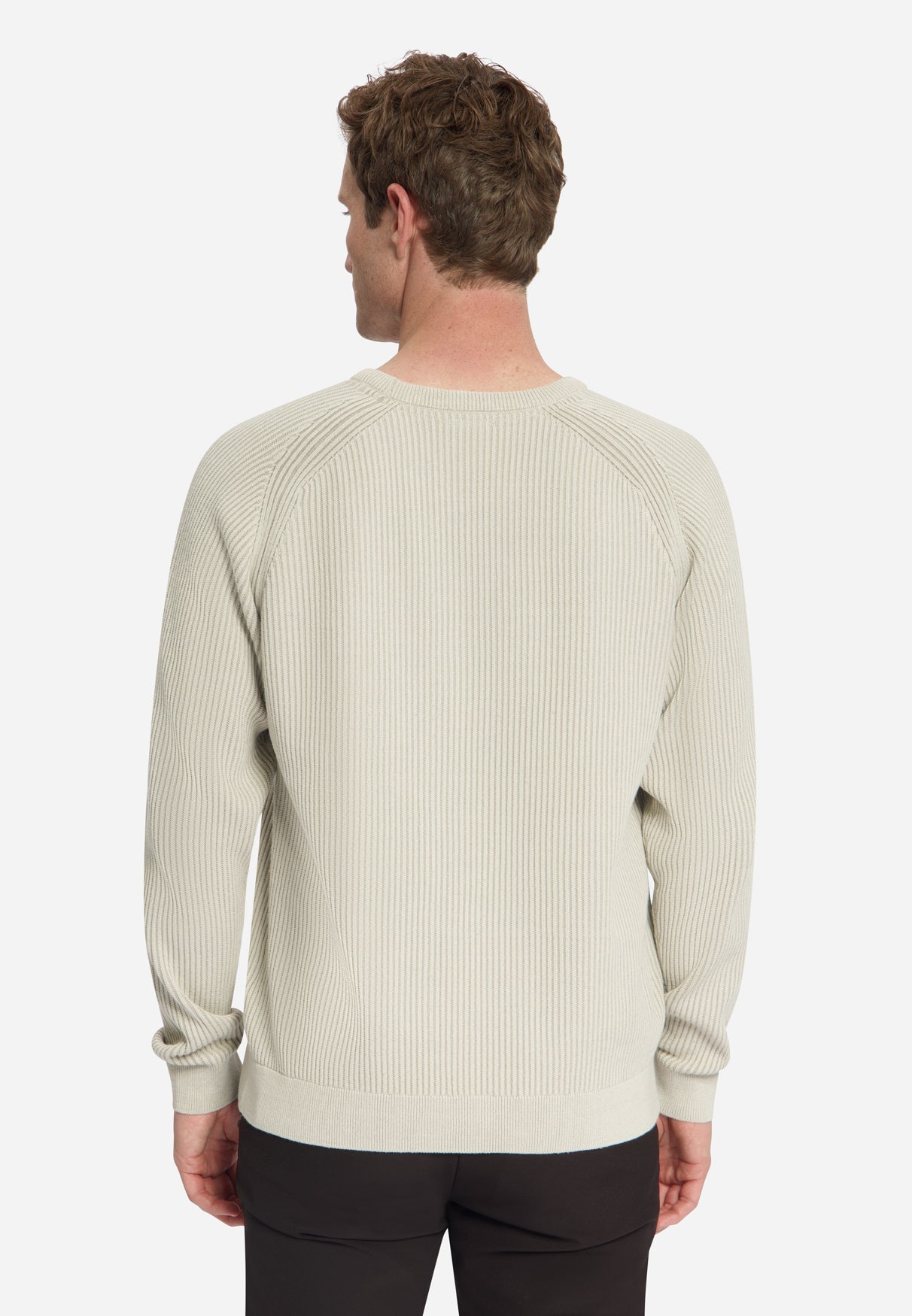 Pullover met ronde hals en tuck stitch | Stone