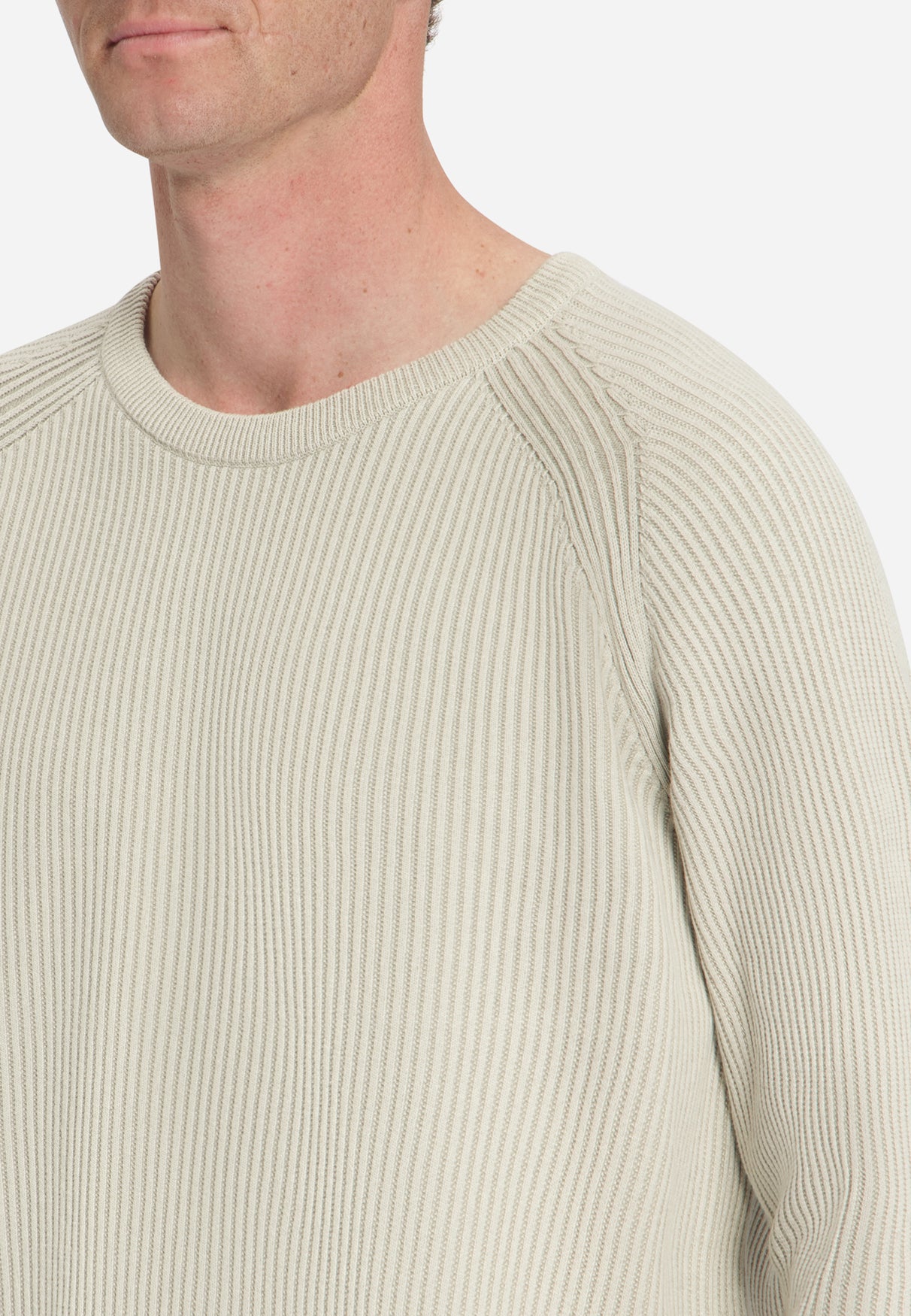 Pullover met ronde hals en tuck stitch | Stone