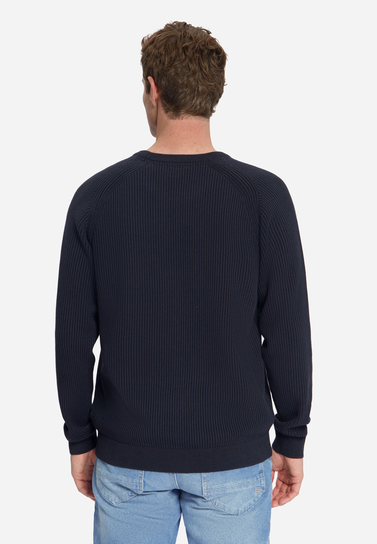 Pullover met ronde hals en tuck stitch | Dark Night