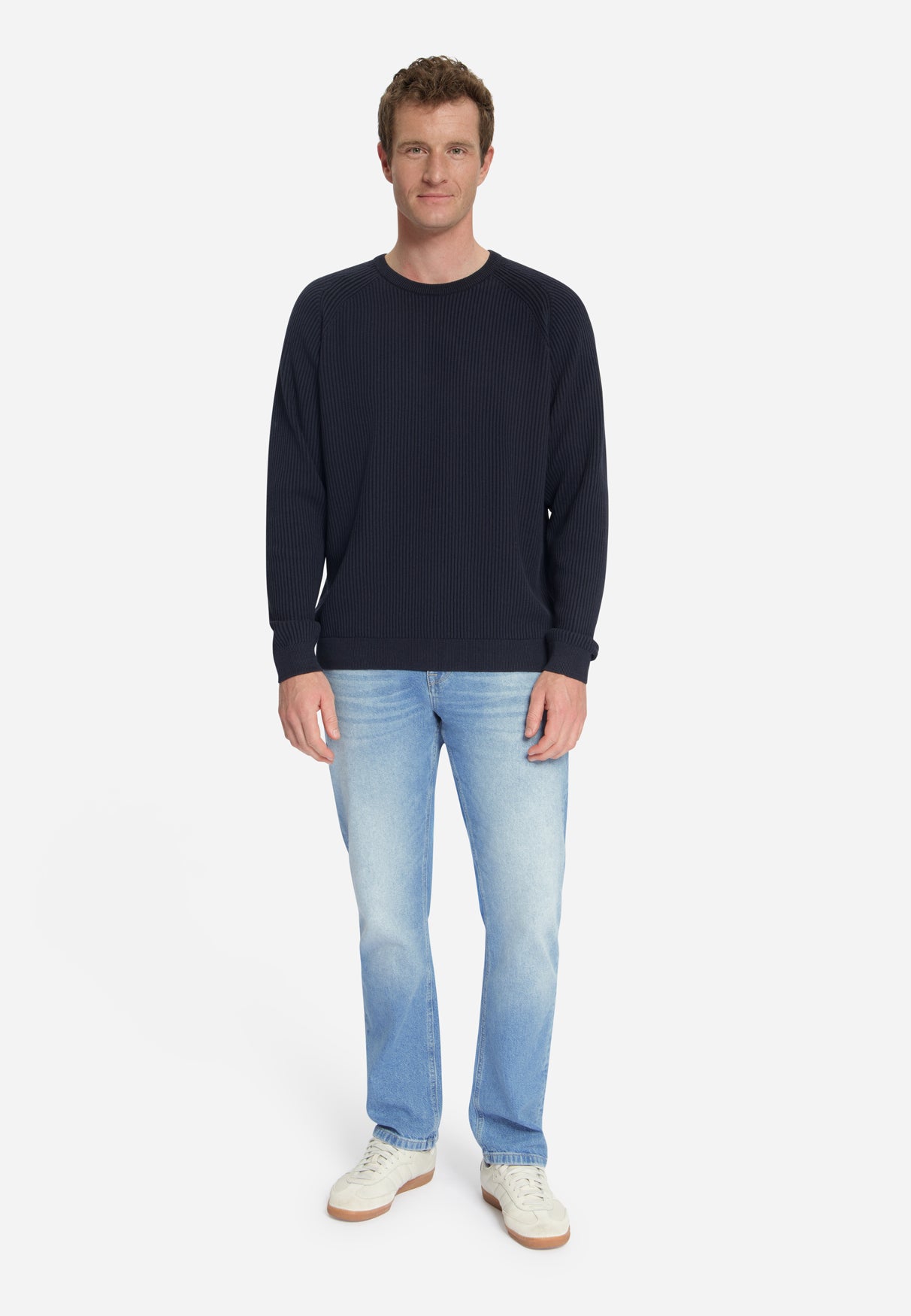 Pullover met ronde hals en tuck stitch | Dark Night