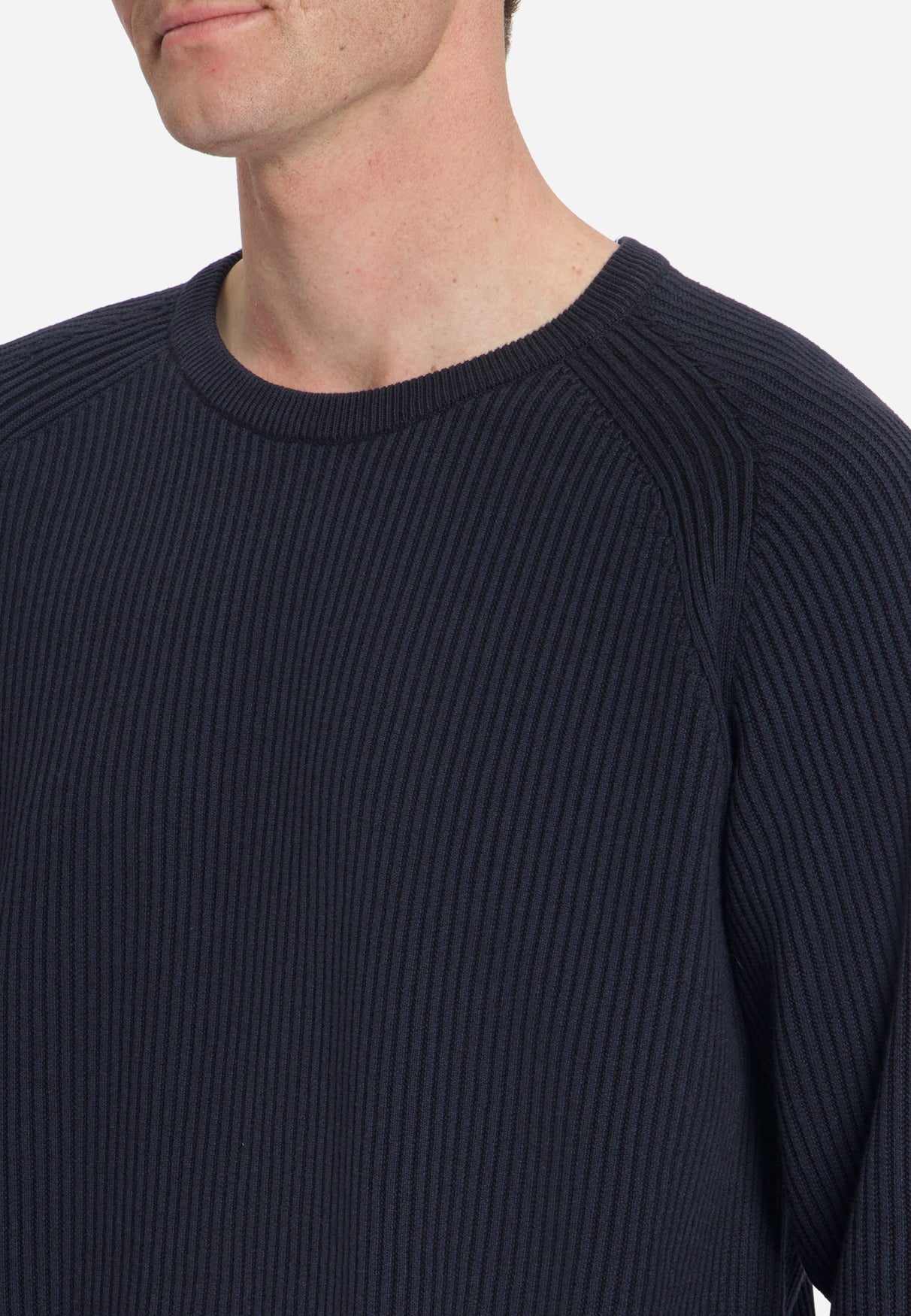 Pullover met ronde hals en tuck stitch | Dark Night