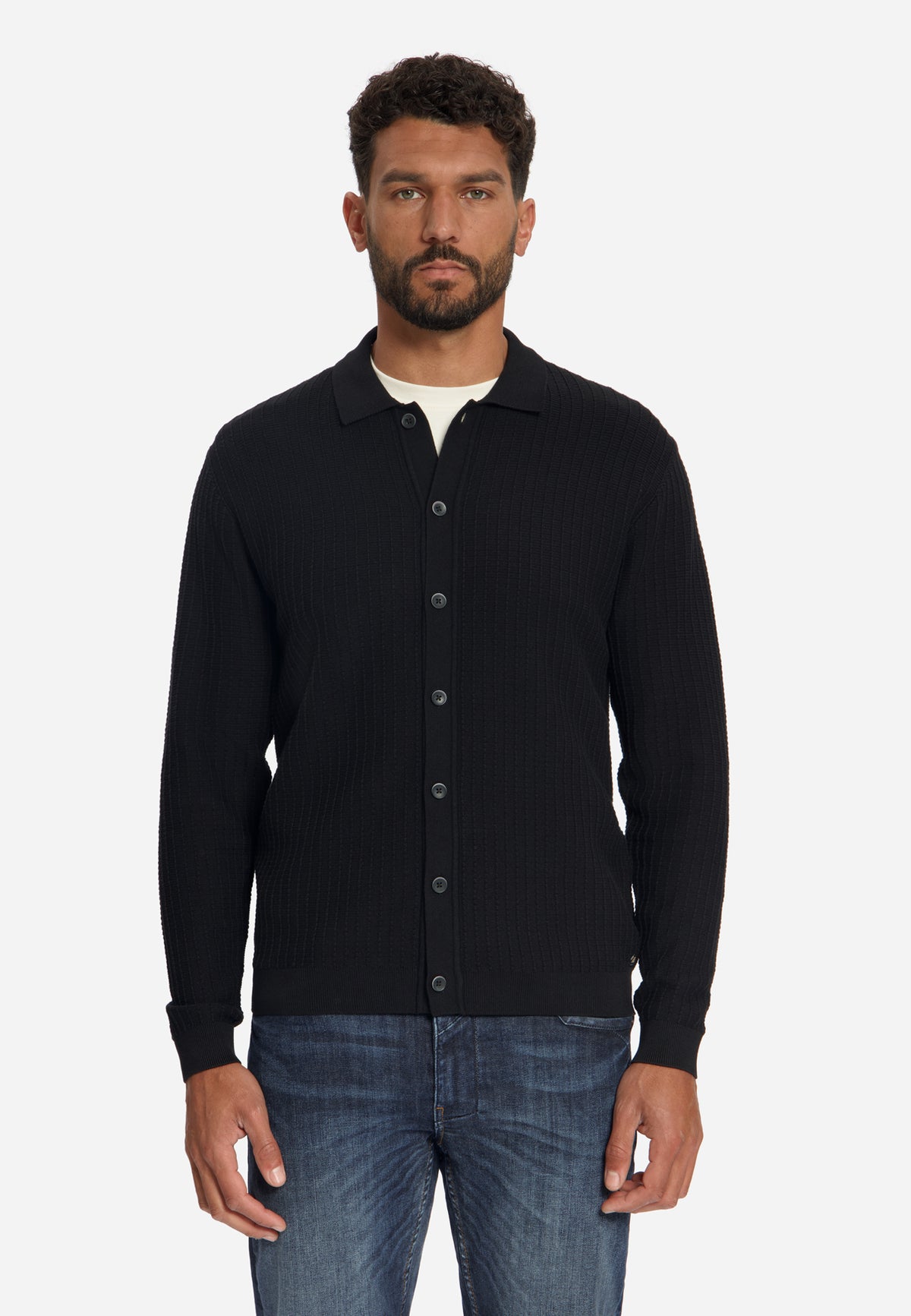 Cardigan à boutons texturé | Noir
