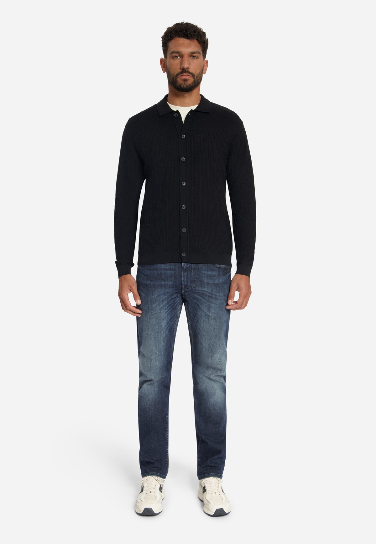 Cardigan à boutons texturé | Noir