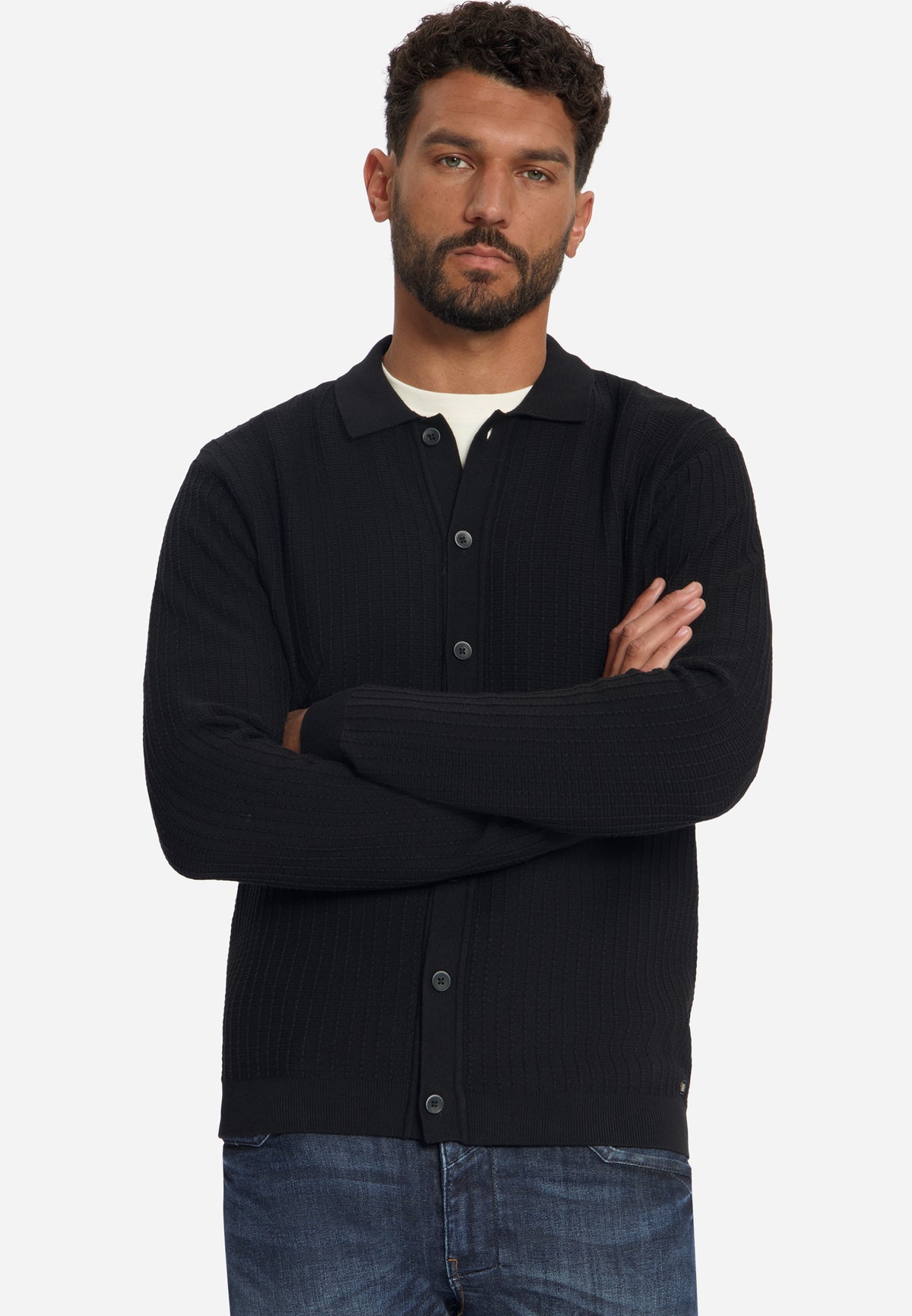 Cardigan à boutons texturé | Noir