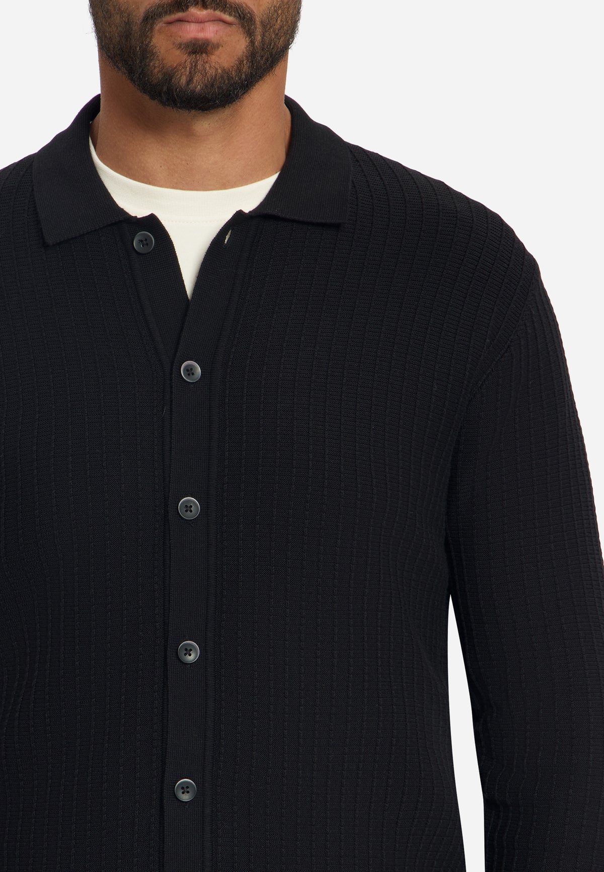 Cardigan à boutons texturé | Noir