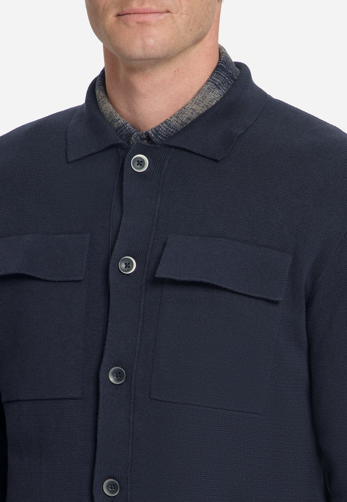 Vest met volledige knoopsluiting, grof gebreid | Dark Night