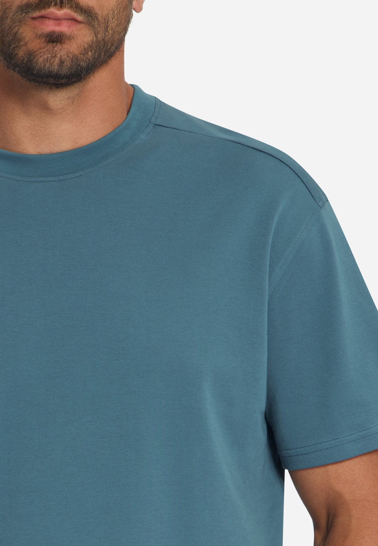 T-Shirt Crewneck Solid Heavy Interlock | Shadow Blue