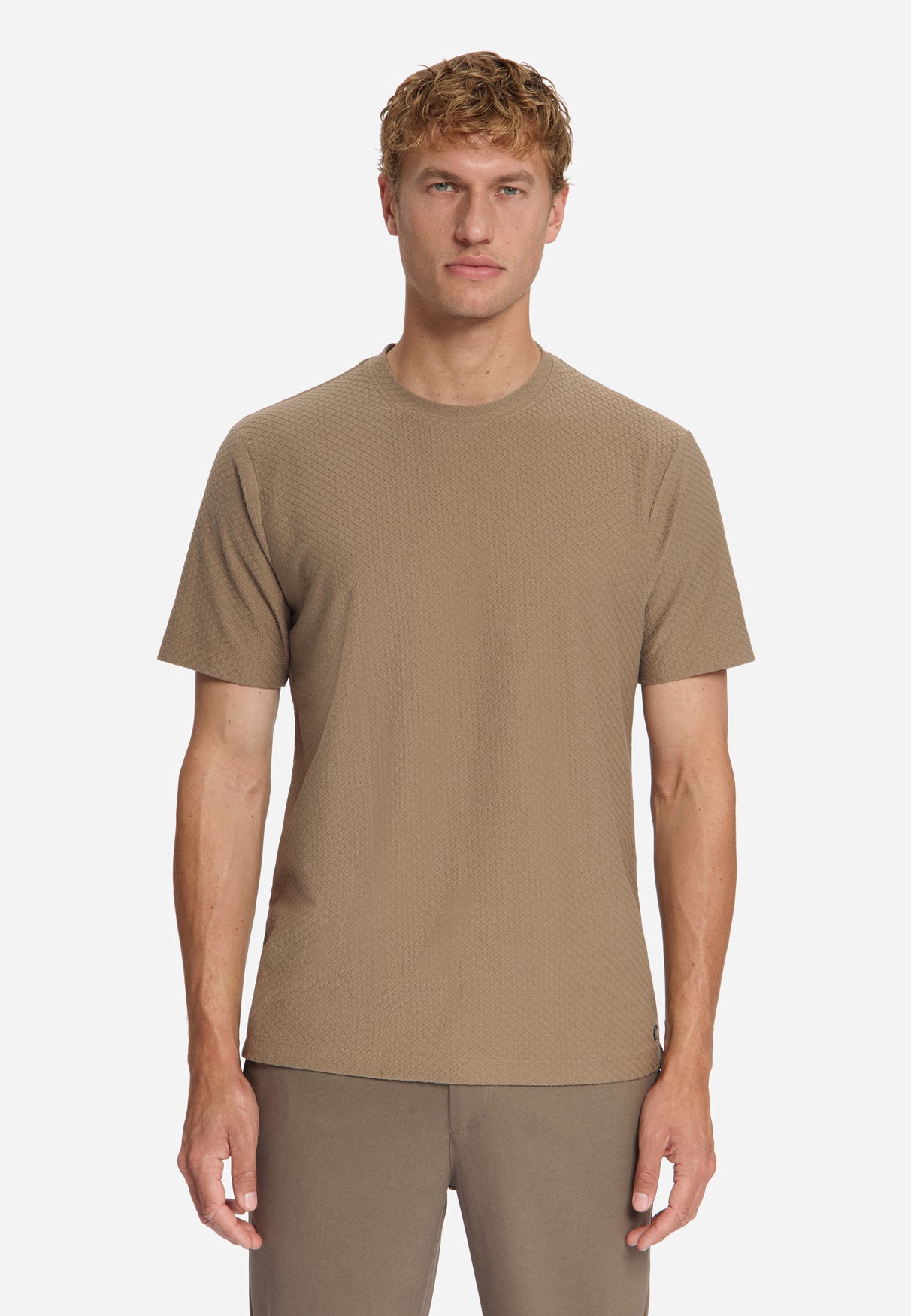 T-shirt met Structuur | Light Brown