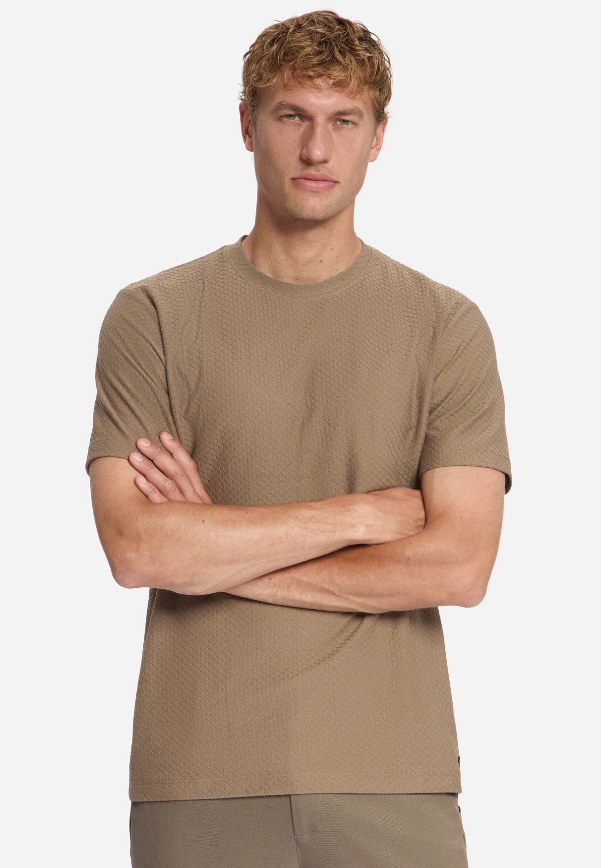 T-shirt met Structuur | Light Brown
