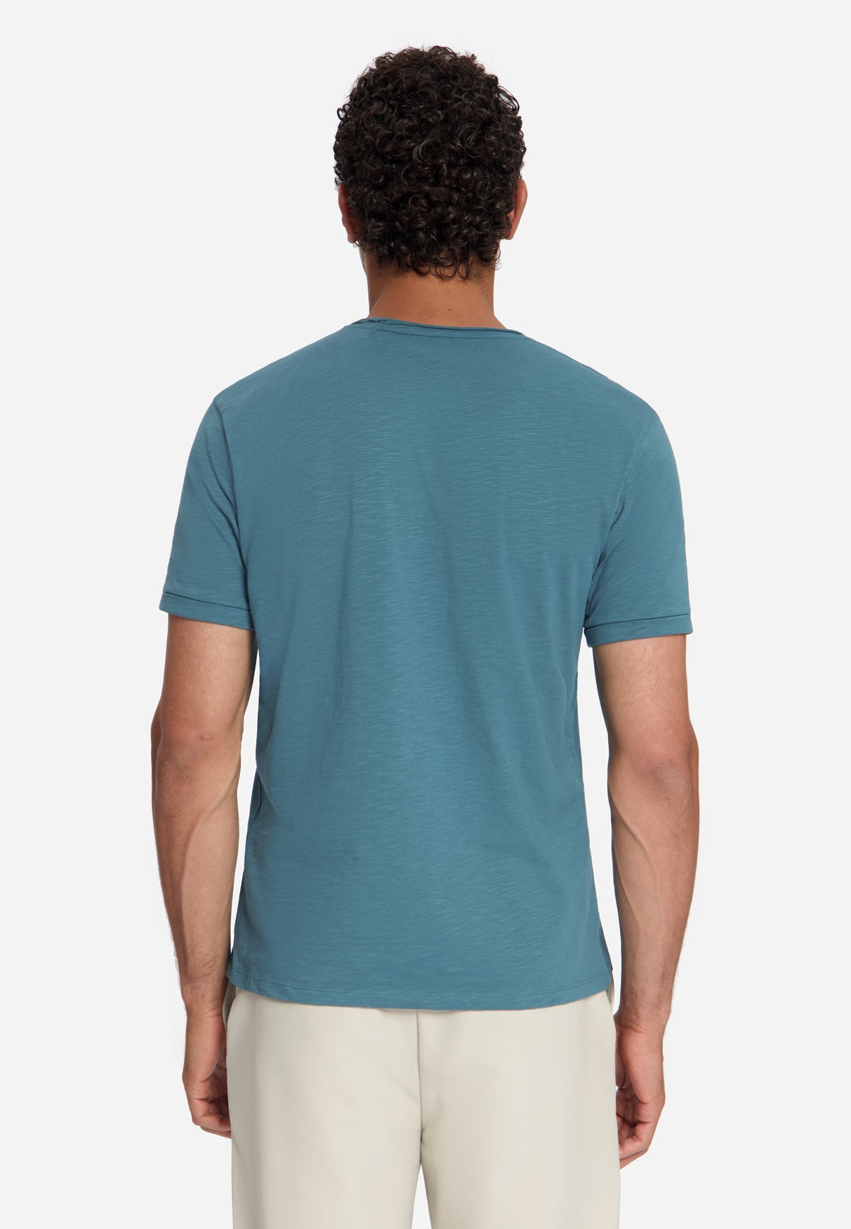 T-shirt van katoen met slub-structuur | Shadow Blue