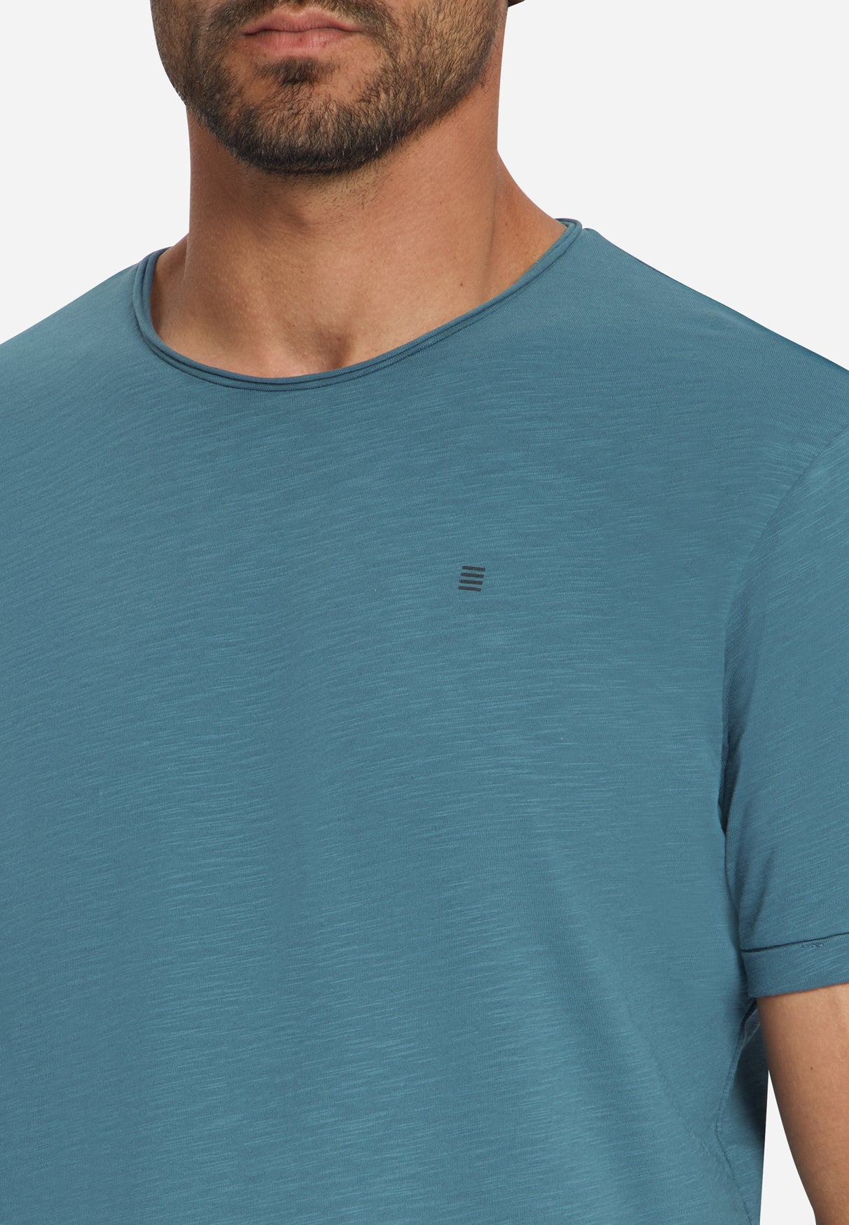 T-shirt van katoen met slub-structuur | Shadow Blue