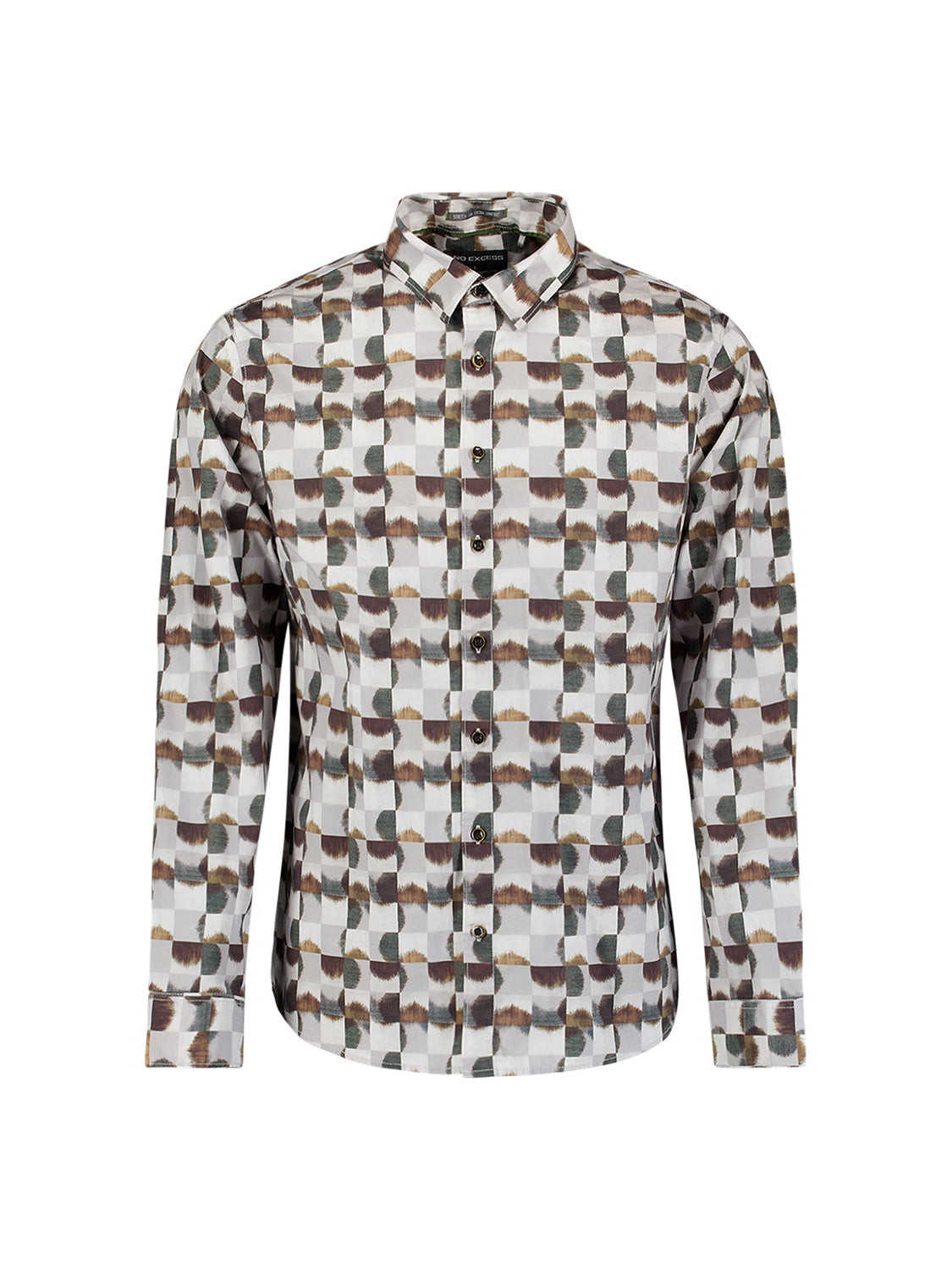 Overhemd met all-over stretchprint | Karamel