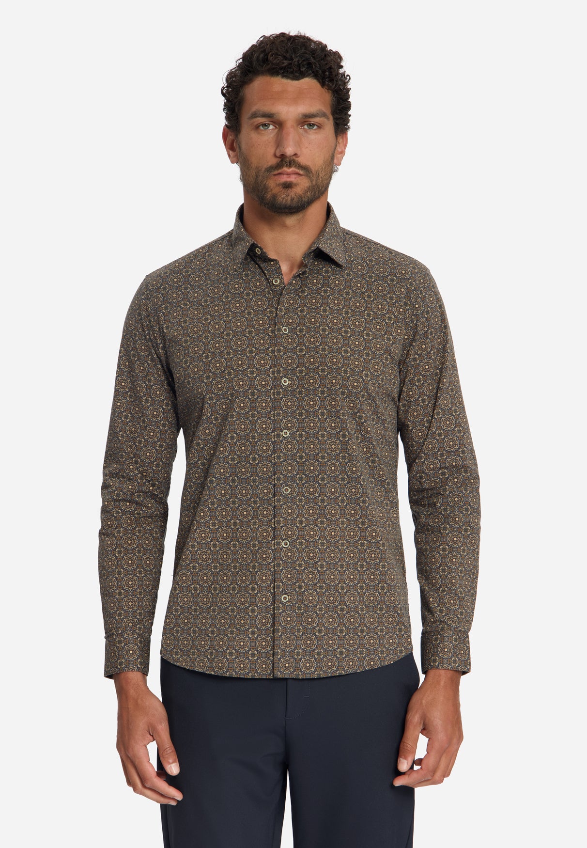 Chemise Stretch à Motif Géométrique | Caramel
