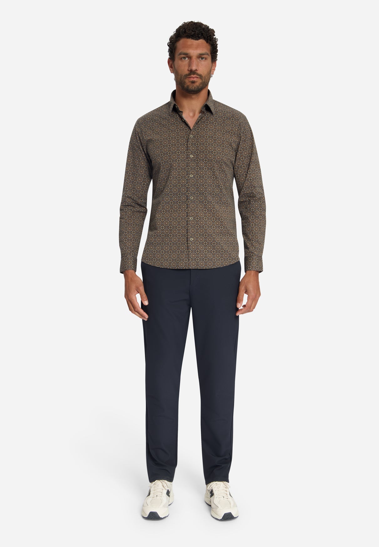 Chemise Stretch à Motif Géométrique | Caramel