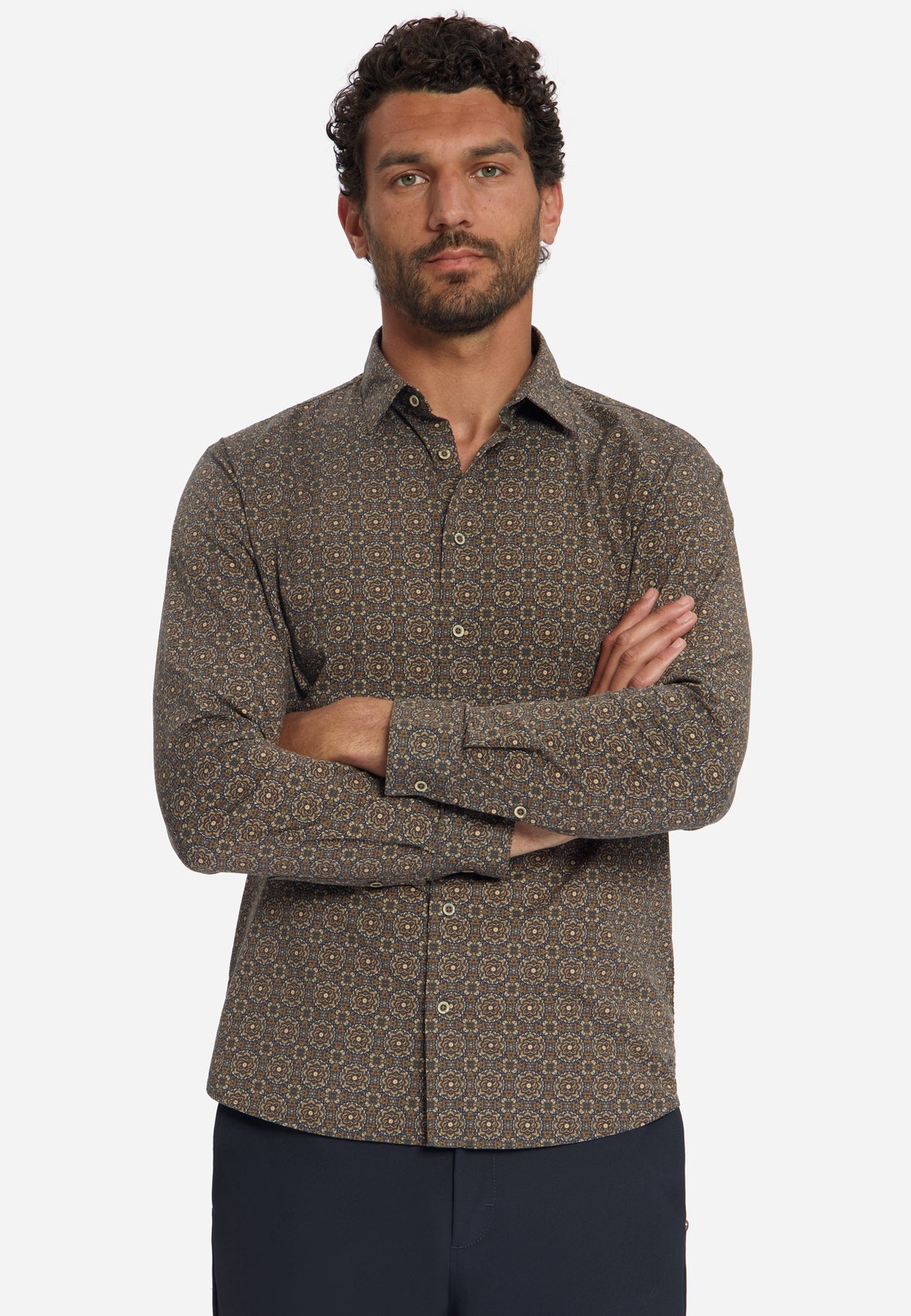 Chemise Stretch à Motif Géométrique | Caramel