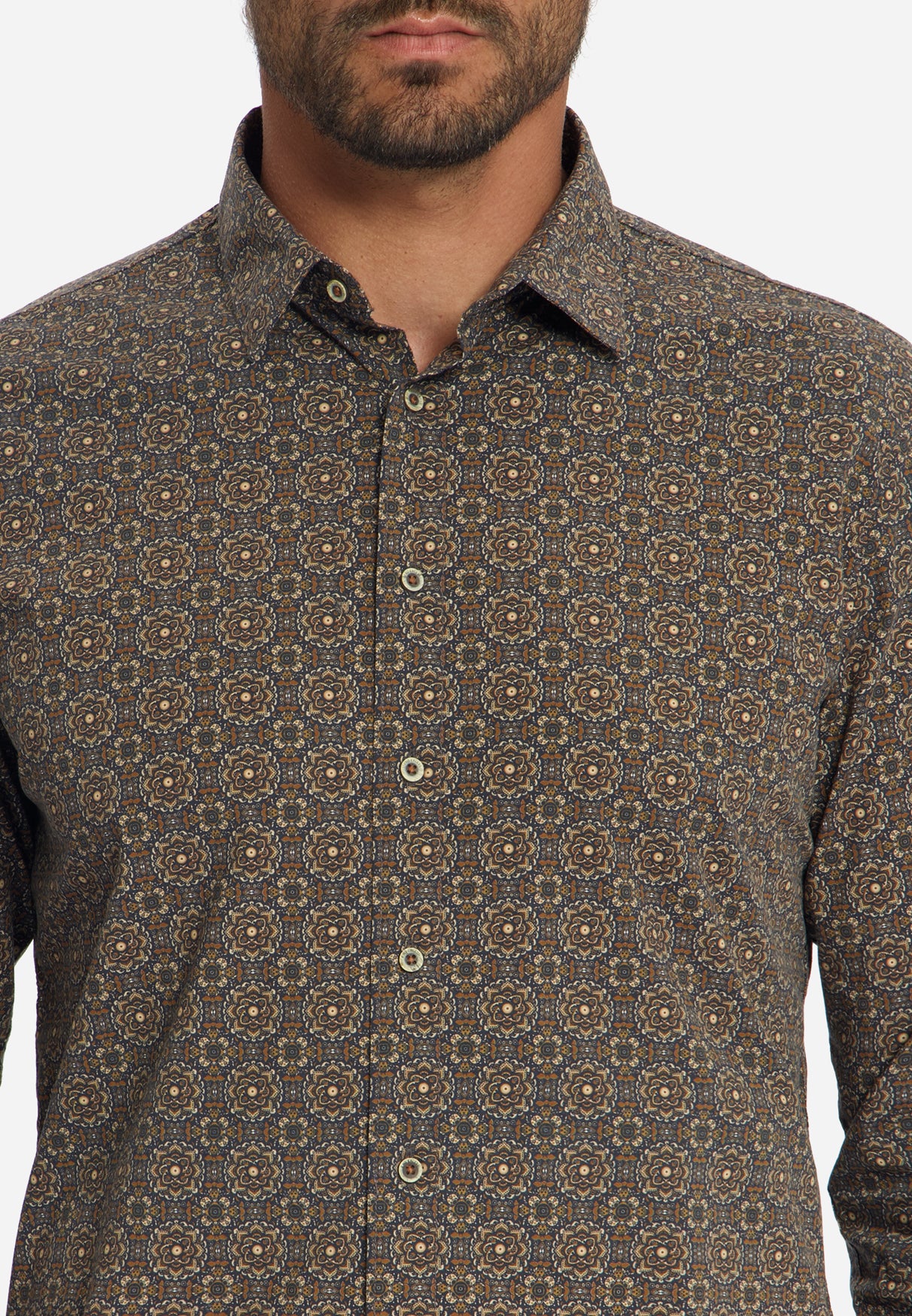 Chemise Stretch à Motif Géométrique | Caramel