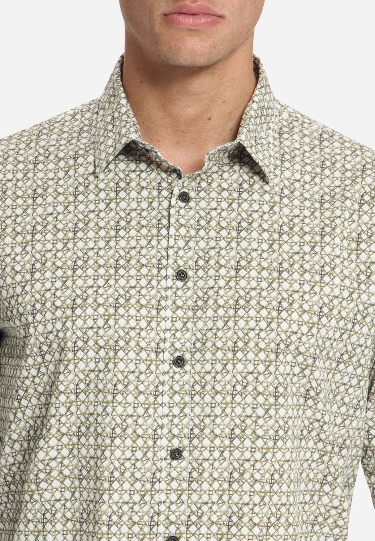 Geprint Stretch Overhemd | Moss