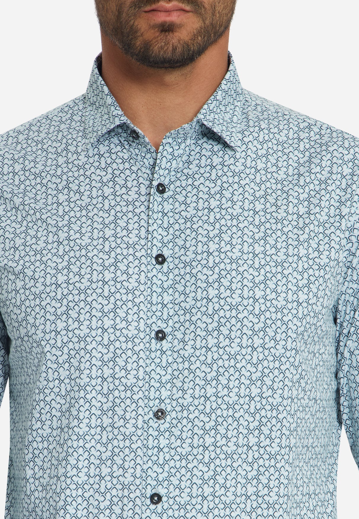 Chemise Stretch Imprimée | Dusty Blue
