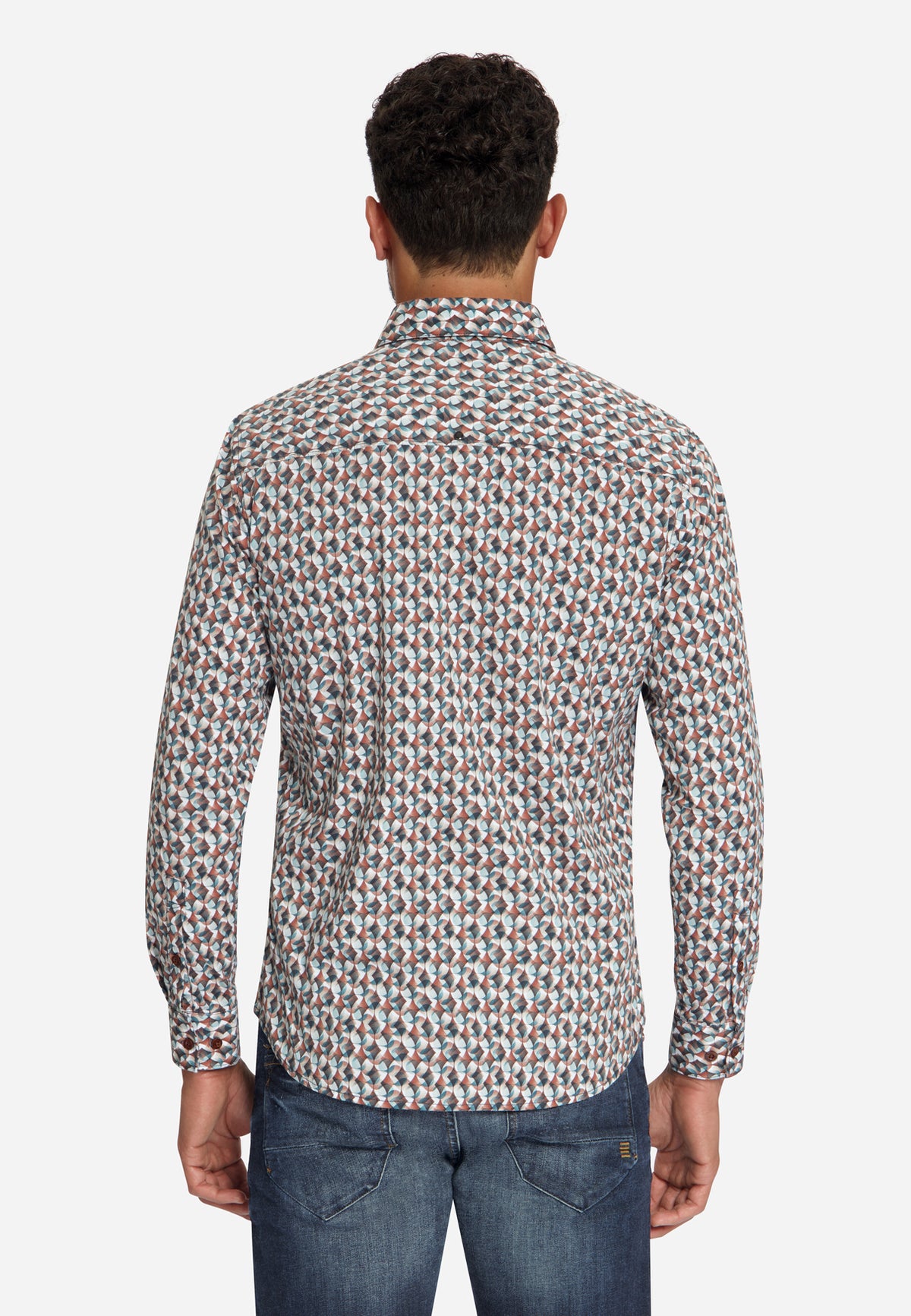 Chemise stretch à imprimé intégral | Caramel