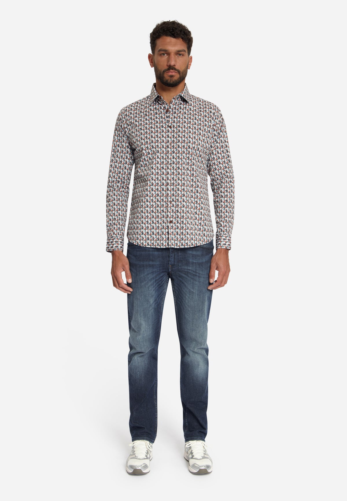 Chemise stretch à imprimé intégral | Caramel