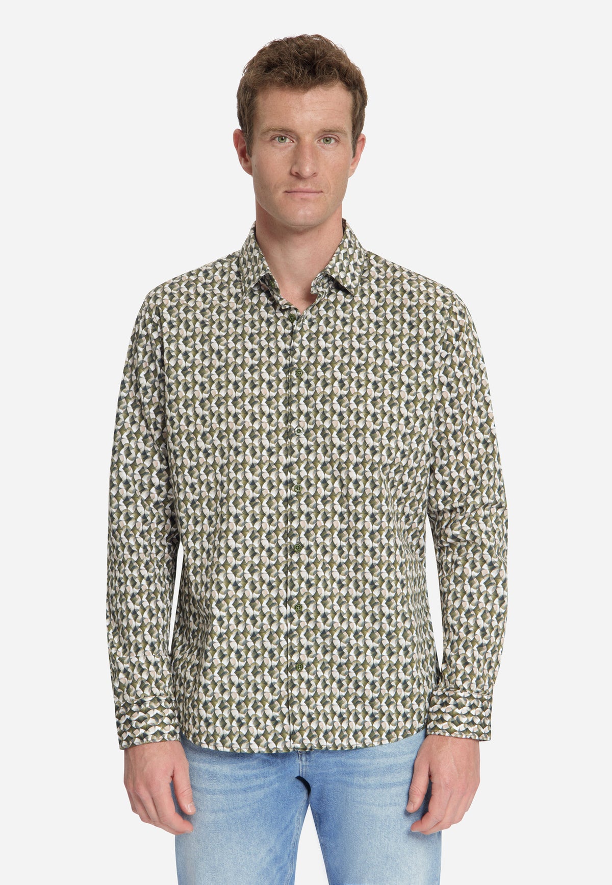 Stretch Allover Print Shirt | Moss