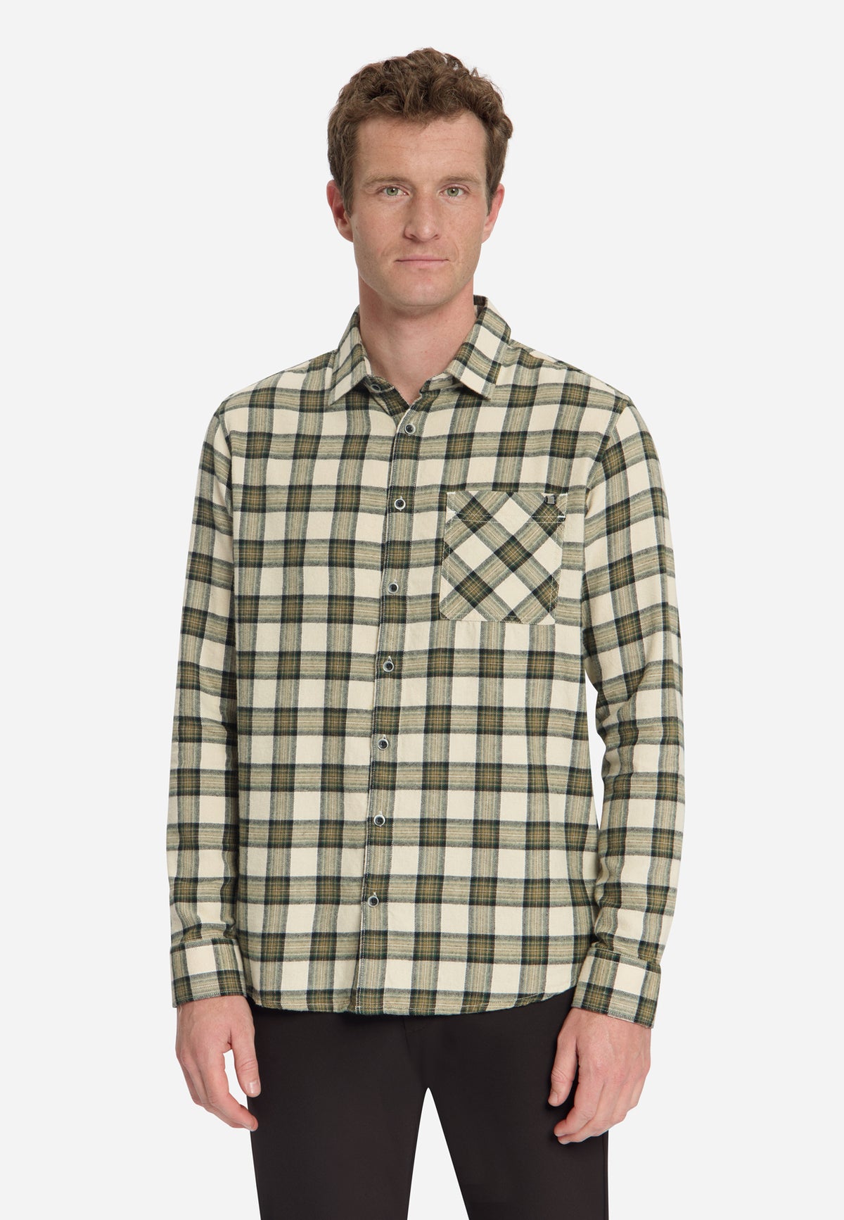 Chemise à carreaux en flanelle de coton | Stone