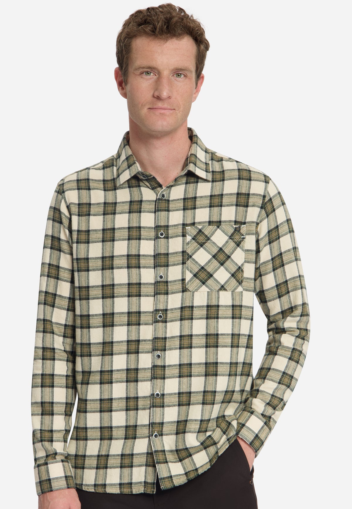 Chemise à carreaux en flanelle de coton | Stone