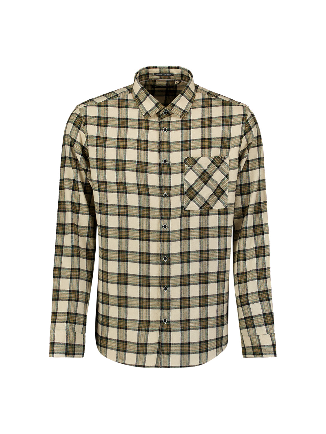 Chemise à carreaux en flanelle de coton | Stone