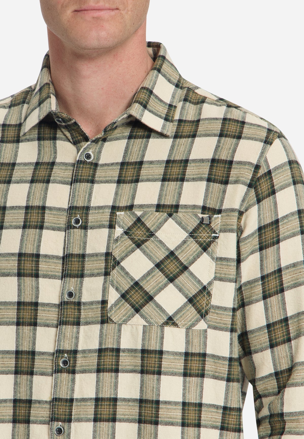 Chemise à carreaux en flanelle de coton | Stone